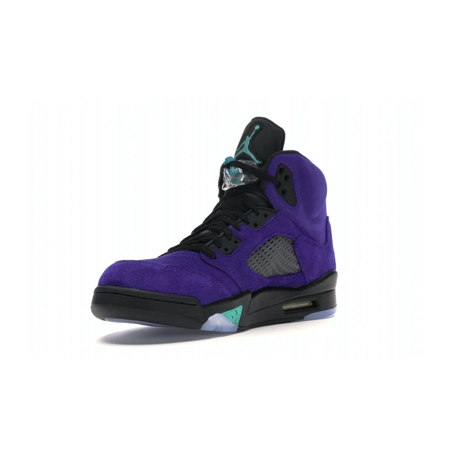 Jordan 5 Retro Alternate Grape - Image 14 - Only at www.BallersClubKickz.com - Bring the classic Jordan 5 Retro Alternate Grape to your sneaker collection! Featuring a purple suede upper, charcoal underlays, green detailing, and an icy and green outsole. Releasing for the first time since 1990, don't miss this chance to add a piece of sneaker history to your collection.