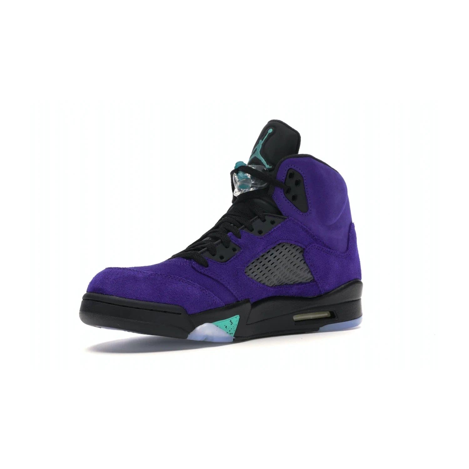 Jordan 5 Retro Alternate Grape - Image 15 - Only at www.BallersClubKickz.com - Bring the classic Jordan 5 Retro Alternate Grape to your sneaker collection! Featuring a purple suede upper, charcoal underlays, green detailing, and an icy and green outsole. Releasing for the first time since 1990, don't miss this chance to add a piece of sneaker history to your collection.