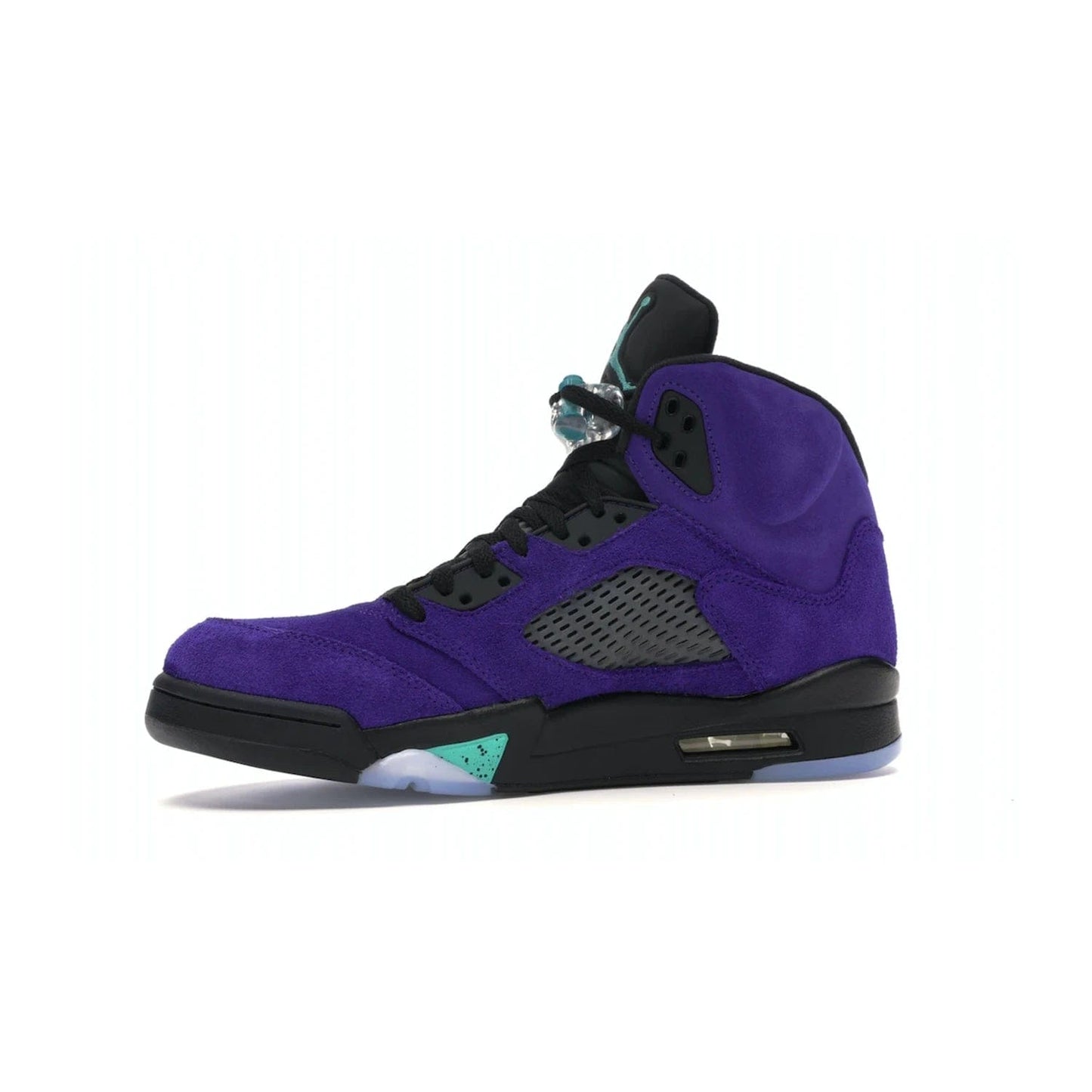 Jordan 5 Retro Alternate Grape - Image 17 - Only at www.BallersClubKickz.com - Bring the classic Jordan 5 Retro Alternate Grape to your sneaker collection! Featuring a purple suede upper, charcoal underlays, green detailing, and an icy and green outsole. Releasing for the first time since 1990, don't miss this chance to add a piece of sneaker history to your collection.