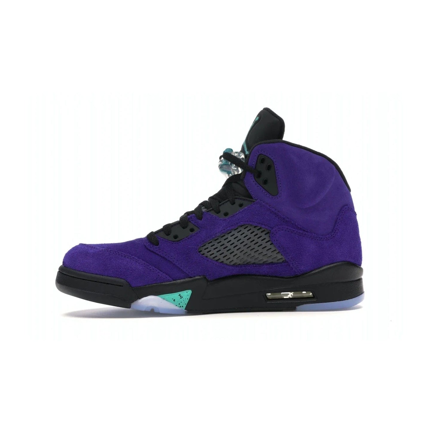Jordan 5 Retro Alternate Grape - Image 18 - Only at www.BallersClubKickz.com - Bring the classic Jordan 5 Retro Alternate Grape to your sneaker collection! Featuring a purple suede upper, charcoal underlays, green detailing, and an icy and green outsole. Releasing for the first time since 1990, don't miss this chance to add a piece of sneaker history to your collection.