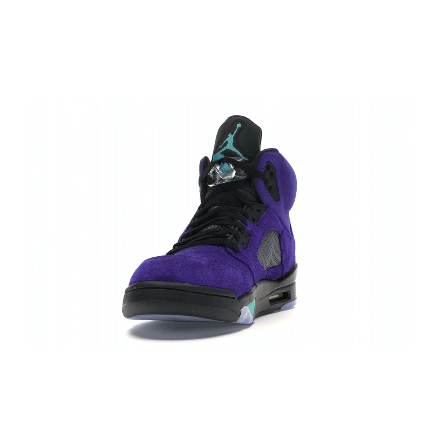 Jordan 5 Retro Alternate Grape - Image 12 - Only at www.BallersClubKickz.com - Bring the classic Jordan 5 Retro Alternate Grape to your sneaker collection! Featuring a purple suede upper, charcoal underlays, green detailing, and an icy and green outsole. Releasing for the first time since 1990, don't miss this chance to add a piece of sneaker history to your collection.