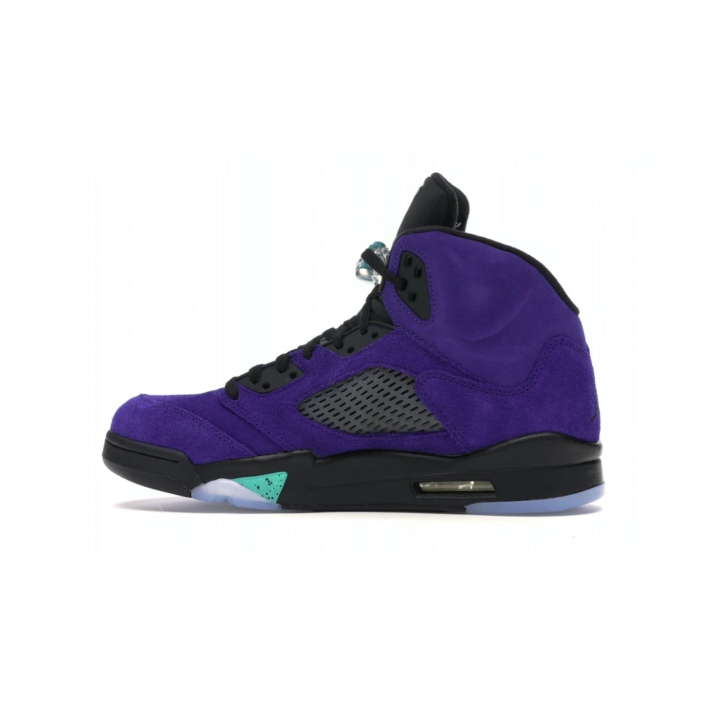 Jordan 5 Retro Alternate Grape - Image 20 - Only at www.BallersClubKickz.com - Bring the classic Jordan 5 Retro Alternate Grape to your sneaker collection! Featuring a purple suede upper, charcoal underlays, green detailing, and an icy and green outsole. Releasing for the first time since 1990, don't miss this chance to add a piece of sneaker history to your collection.