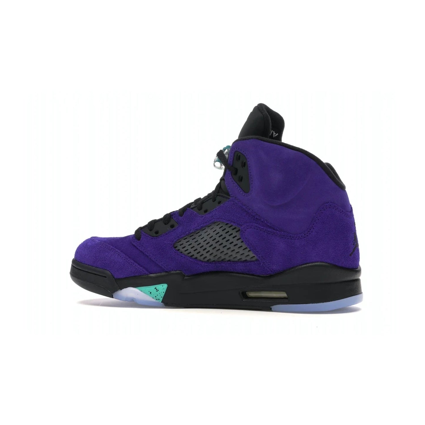 Jordan 5 Retro Alternate Grape - Image 21 - Only at www.BallersClubKickz.com - Bring the classic Jordan 5 Retro Alternate Grape to your sneaker collection! Featuring a purple suede upper, charcoal underlays, green detailing, and an icy and green outsole. Releasing for the first time since 1990, don't miss this chance to add a piece of sneaker history to your collection.