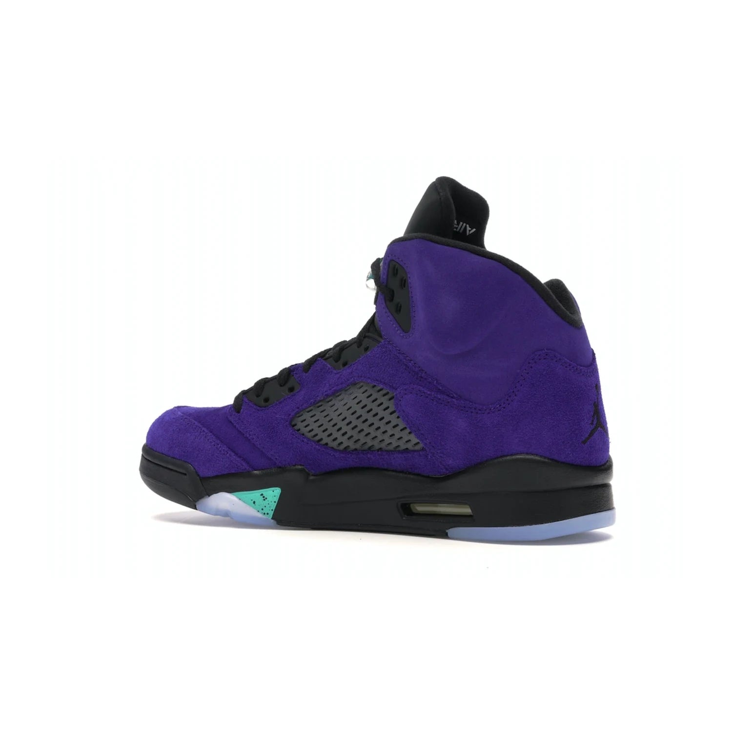 Jordan 5 Retro Alternate Grape - Image 22 - Only at www.BallersClubKickz.com - Bring the classic Jordan 5 Retro Alternate Grape to your sneaker collection! Featuring a purple suede upper, charcoal underlays, green detailing, and an icy and green outsole. Releasing for the first time since 1990, don't miss this chance to add a piece of sneaker history to your collection.