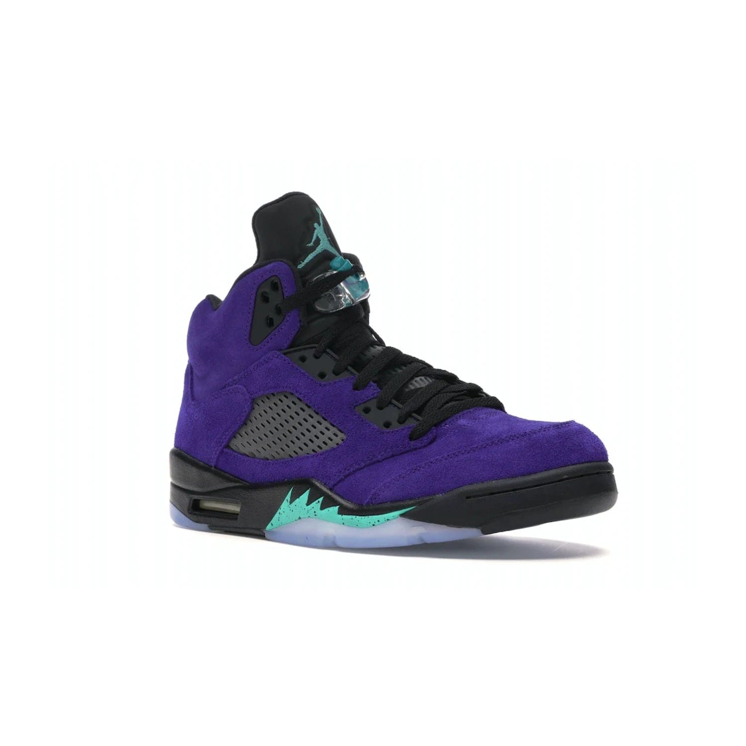 Jordan 5 Retro Alternate Grape - Image 5 - Only at www.BallersClubKickz.com - Bring the classic Jordan 5 Retro Alternate Grape to your sneaker collection! Featuring a purple suede upper, charcoal underlays, green detailing, and an icy and green outsole. Releasing for the first time since 1990, don't miss this chance to add a piece of sneaker history to your collection.