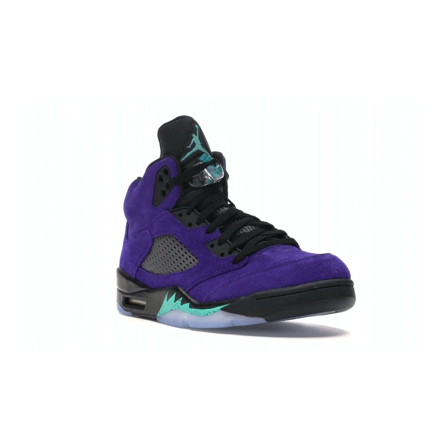 Jordan 5 Retro Alternate Grape - Image 6 - Only at www.BallersClubKickz.com - Bring the classic Jordan 5 Retro Alternate Grape to your sneaker collection! Featuring a purple suede upper, charcoal underlays, green detailing, and an icy and green outsole. Releasing for the first time since 1990, don't miss this chance to add a piece of sneaker history to your collection.