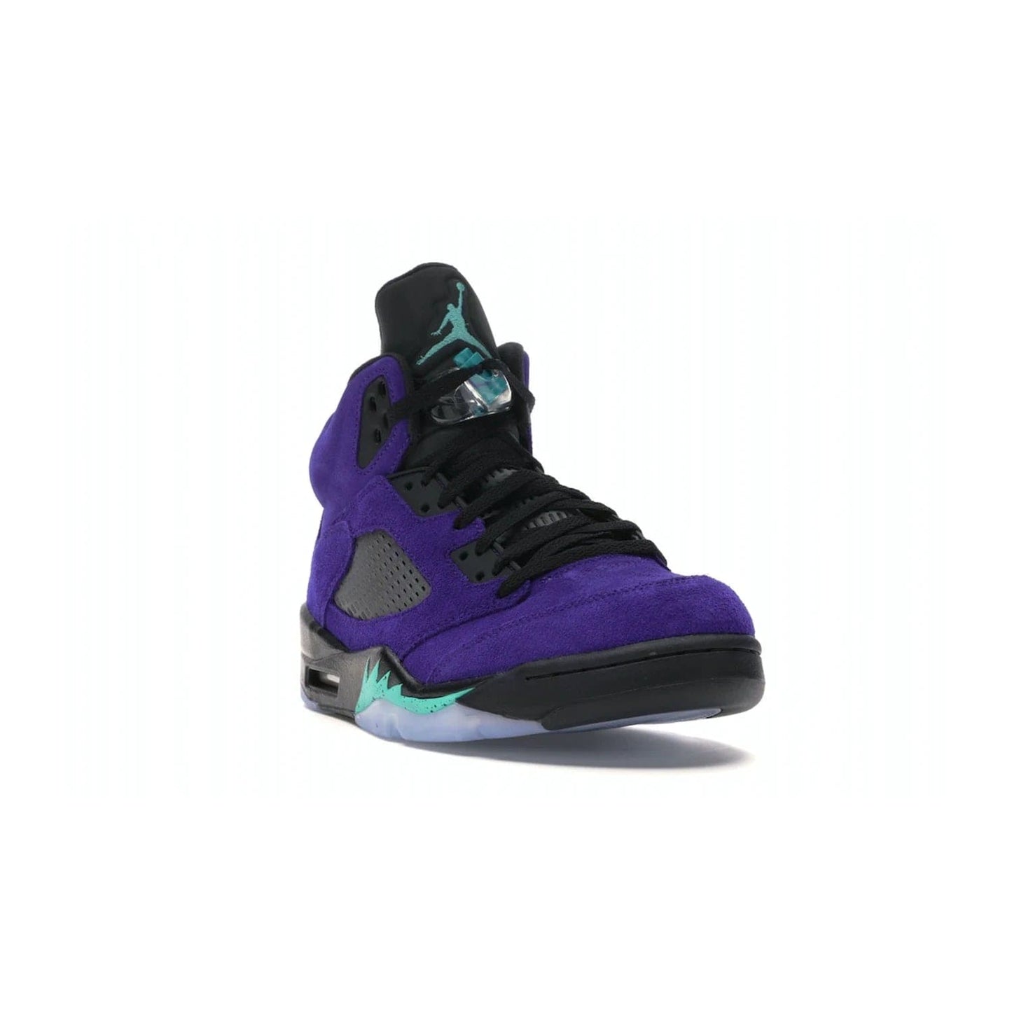 Jordan 5 Retro Alternate Grape - Image 7 - Only at www.BallersClubKickz.com - Bring the classic Jordan 5 Retro Alternate Grape to your sneaker collection! Featuring a purple suede upper, charcoal underlays, green detailing, and an icy and green outsole. Releasing for the first time since 1990, don't miss this chance to add a piece of sneaker history to your collection.