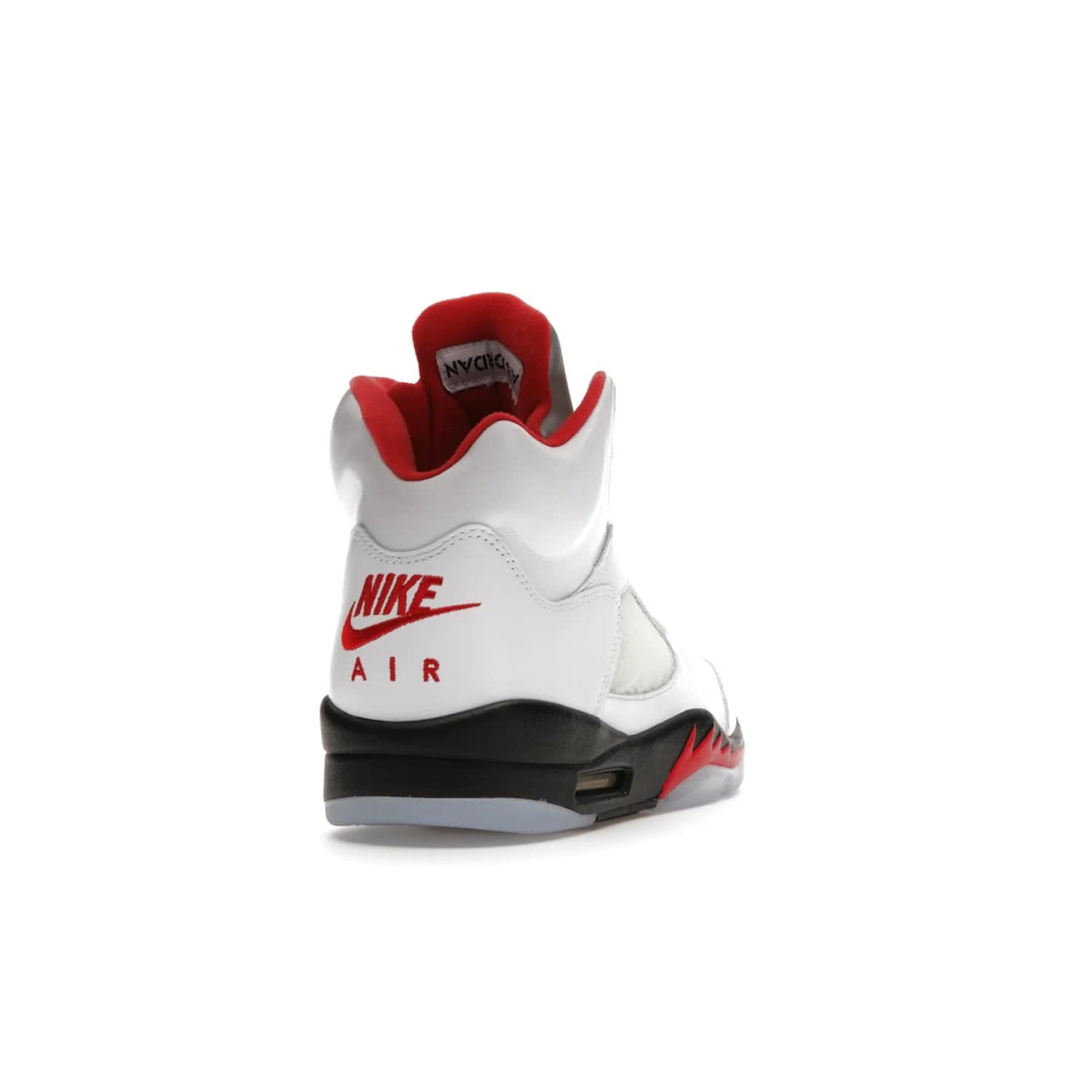 Jordan 5 Retro Fire Red Silver Tongue (2020) - Image 30 - Only at www.BallersClubKickz.com - Experience classic styling with the Jordan 5 Retro Fire Red Silver Tongue (2020). Features a white leather upper, 3M reflective tongue, midsole colorblocking, and an icy translucent outsole. Now available, upgrade your shoe collection today.