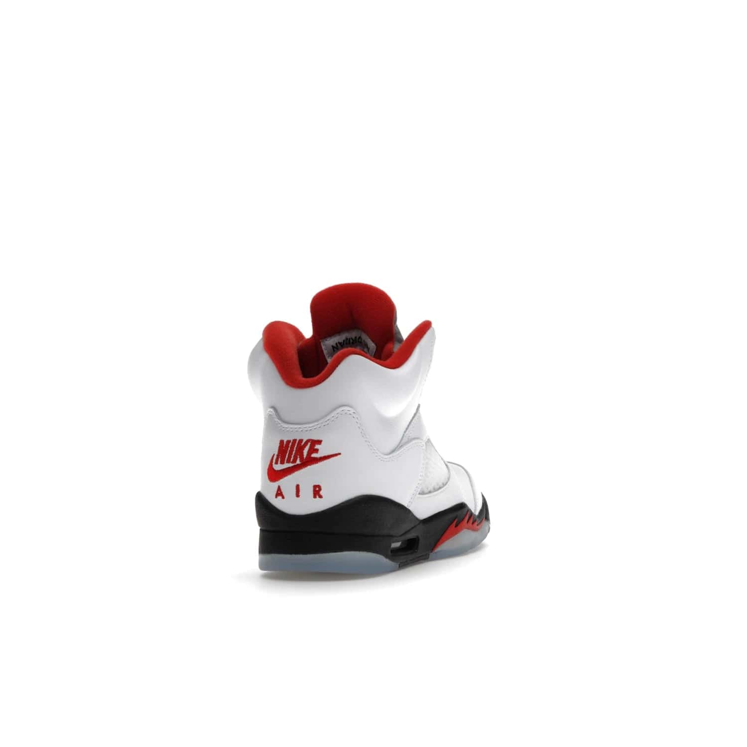 Jordan 5 Retro Fire Red Silver Tongue (2020) (GS) - Image 30 - Only at www.BallersClubKickz.com - A stylish option for any grade schooler. The Air Jordan 5 Retro Fire Red Silver Tongue 2020 GS features a combination of four hues, premium white leather, a clear mesh mid-upper and a reflective silver tongue. An icy translucent blue outsole completes the look. Available on May 2, $150.