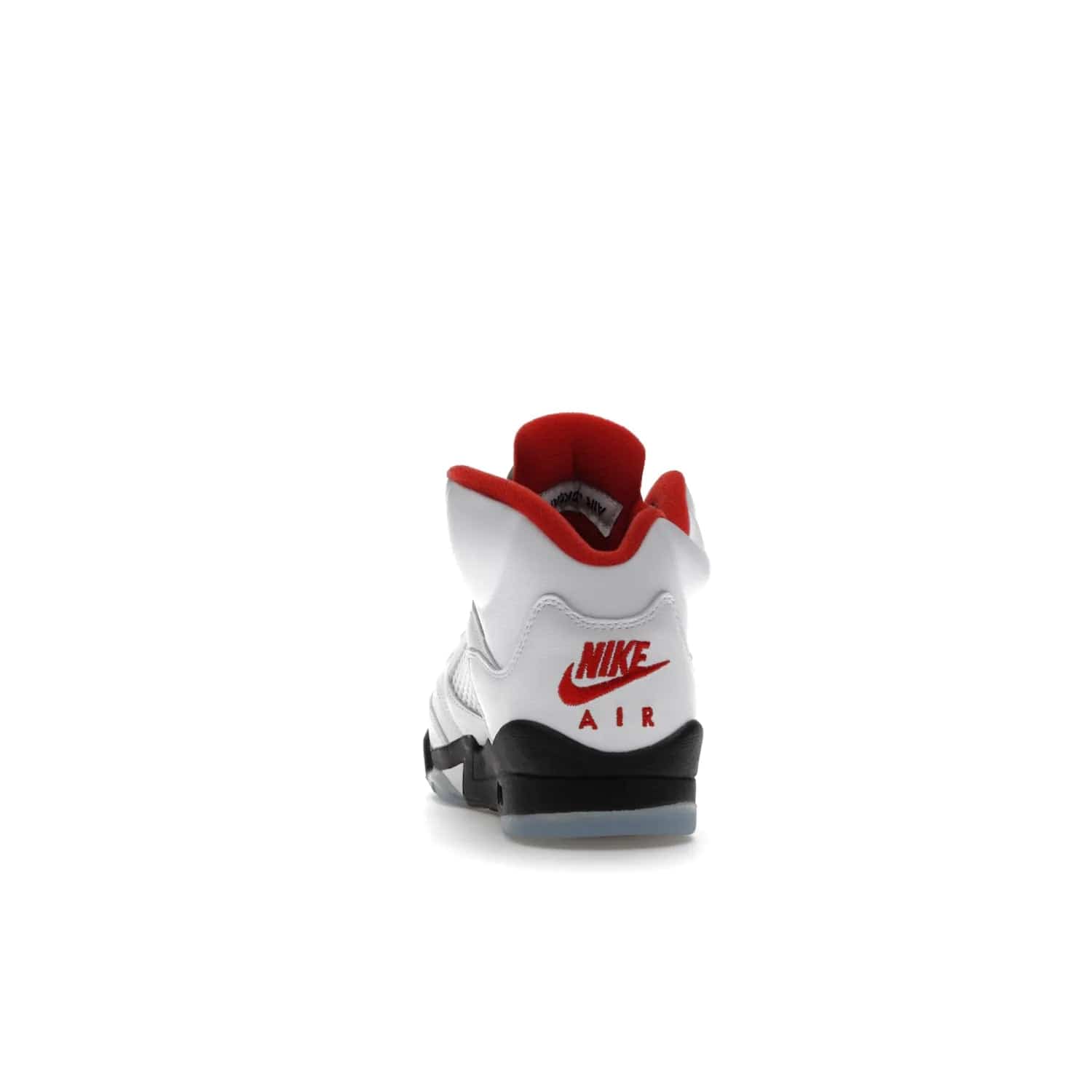 Jordan 5 Retro Fire Red Silver Tongue (2020) (GS) - Image 27 - Only at www.BallersClubKickz.com - A stylish option for any grade schooler. The Air Jordan 5 Retro Fire Red Silver Tongue 2020 GS features a combination of four hues, premium white leather, a clear mesh mid-upper and a reflective silver tongue. An icy translucent blue outsole completes the look. Available on May 2, $150.
