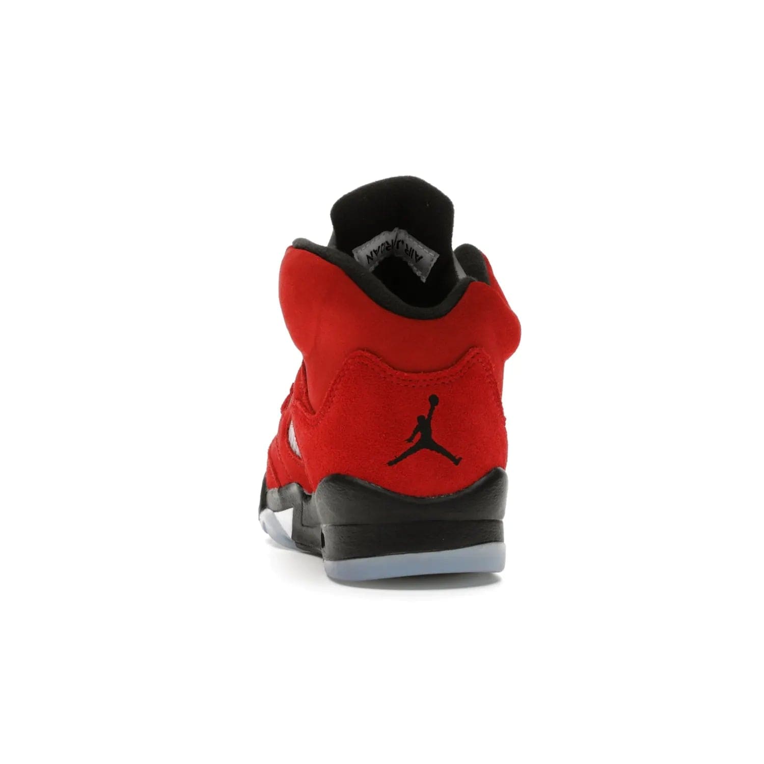 Jordan 5 Retro Raging Bull Red (2021) (GS) - Image 27 - Only at www.BallersClubKickz.com - Jordan 5 Retro Raging Bulls Red 2021 GS. Varsity Red suede upper with embroidered number 23, black leather detail, red laces, and midsole with air cushioning. Jumpman logos on tongue, heel, and outsole. On-trend streetwear and basketball style. Released April 10, 2021.