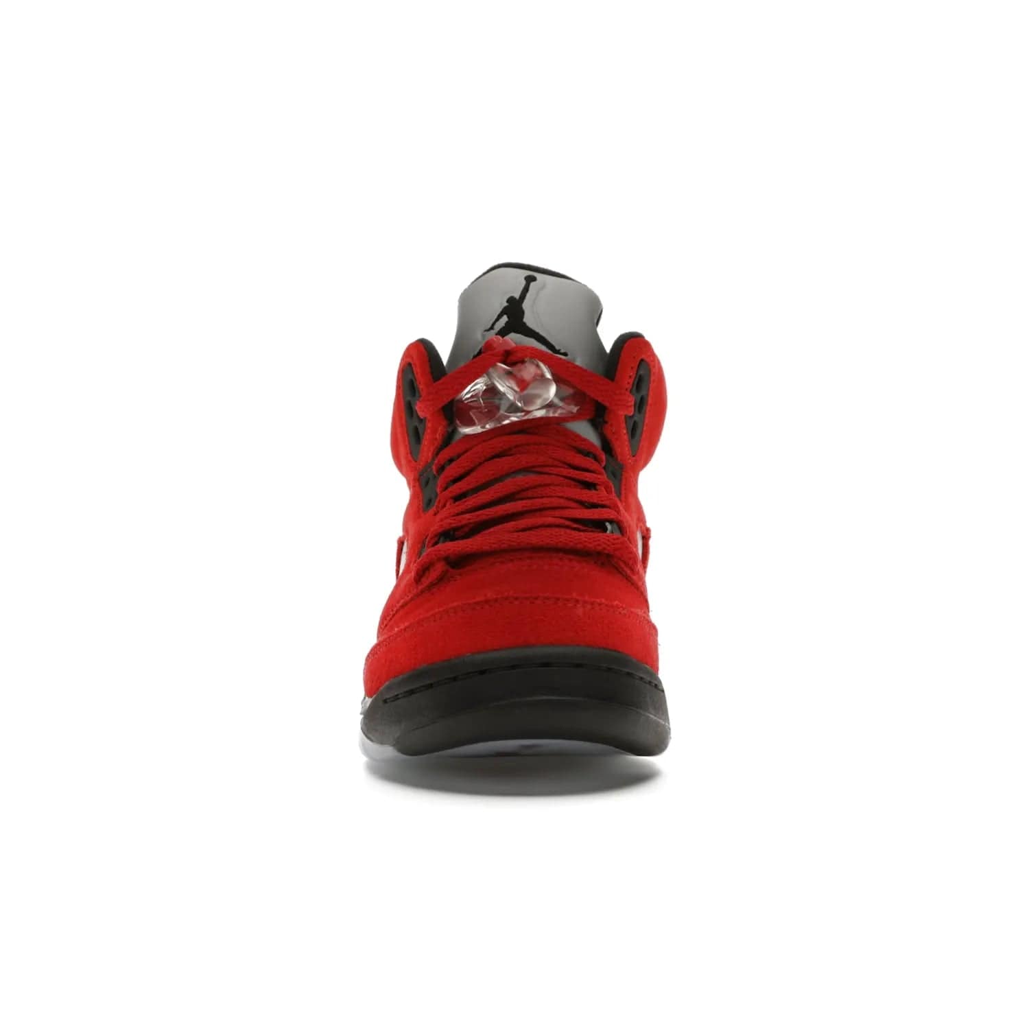Jordan 5 Retro Raging Bull Red (2021) (GS) - Image 10 - Only at www.BallersClubKickz.com - Jordan 5 Retro Raging Bulls Red 2021 GS. Varsity Red suede upper with embroidered number 23, black leather detail, red laces, and midsole with air cushioning. Jumpman logos on tongue, heel, and outsole. On-trend streetwear and basketball style. Released April 10, 2021.