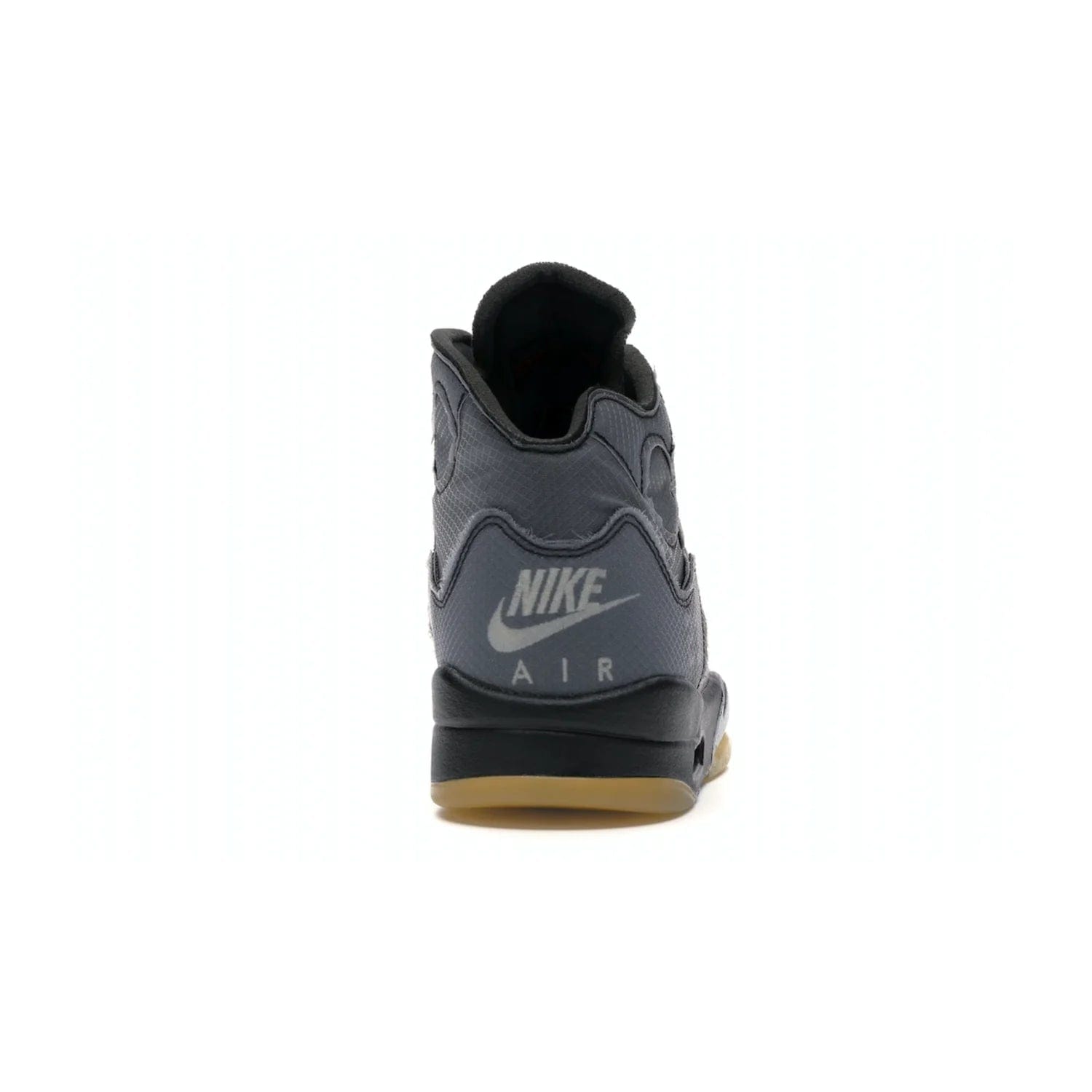 Jordan 5 Retro Off-White Muslin - Image 28 - Only at www.BallersClubKickz.com - Introducing the Jordan 5 Retro High Off-White Muslin, a modern re-imagining of a classic from Virgil Abloh. Featuring a black mesh upper, translucent net panels, window inserts, 3M reflective tongues and aged translucent outsole with fire red Jumpman detailing. Celebrating Nike Air technology, the Jordan 5 Retro released in Feb 2020.