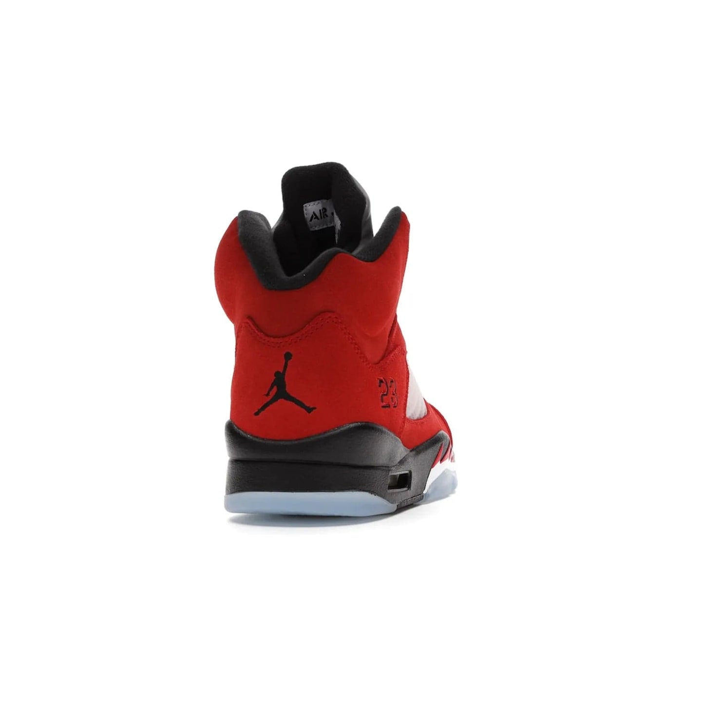 Jordan 5 Retro Raging Bull Red (2021) - Image 29 - Only at www.BallersClubKickz.com - Get ready for the 2021 stand-alone release of the Air Jordan 5 Raging Bulls! This all-suede upper combines luxe details like a Jumpman logo, red & black "23" embroidery and shark tooth detailing, atop a black midsole. Don't miss out - release date in April 2021 for $190.