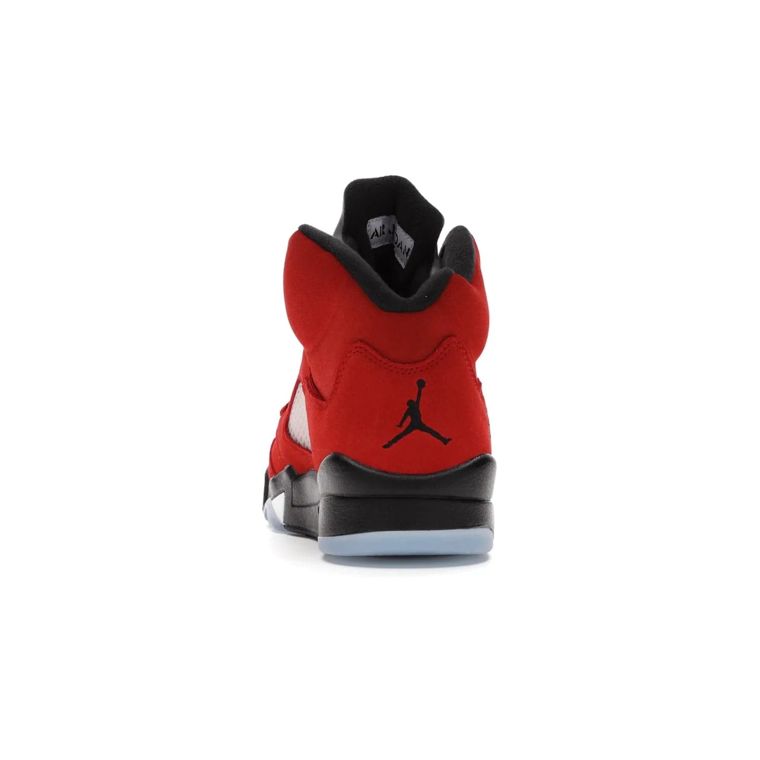 Jordan 5 Retro Raging Bull Red (2021) - Image 27 - Only at www.BallersClubKickz.com - Get ready for the 2021 stand-alone release of the Air Jordan 5 Raging Bulls! This all-suede upper combines luxe details like a Jumpman logo, red & black "23" embroidery and shark tooth detailing, atop a black midsole. Don't miss out - release date in April 2021 for $190.