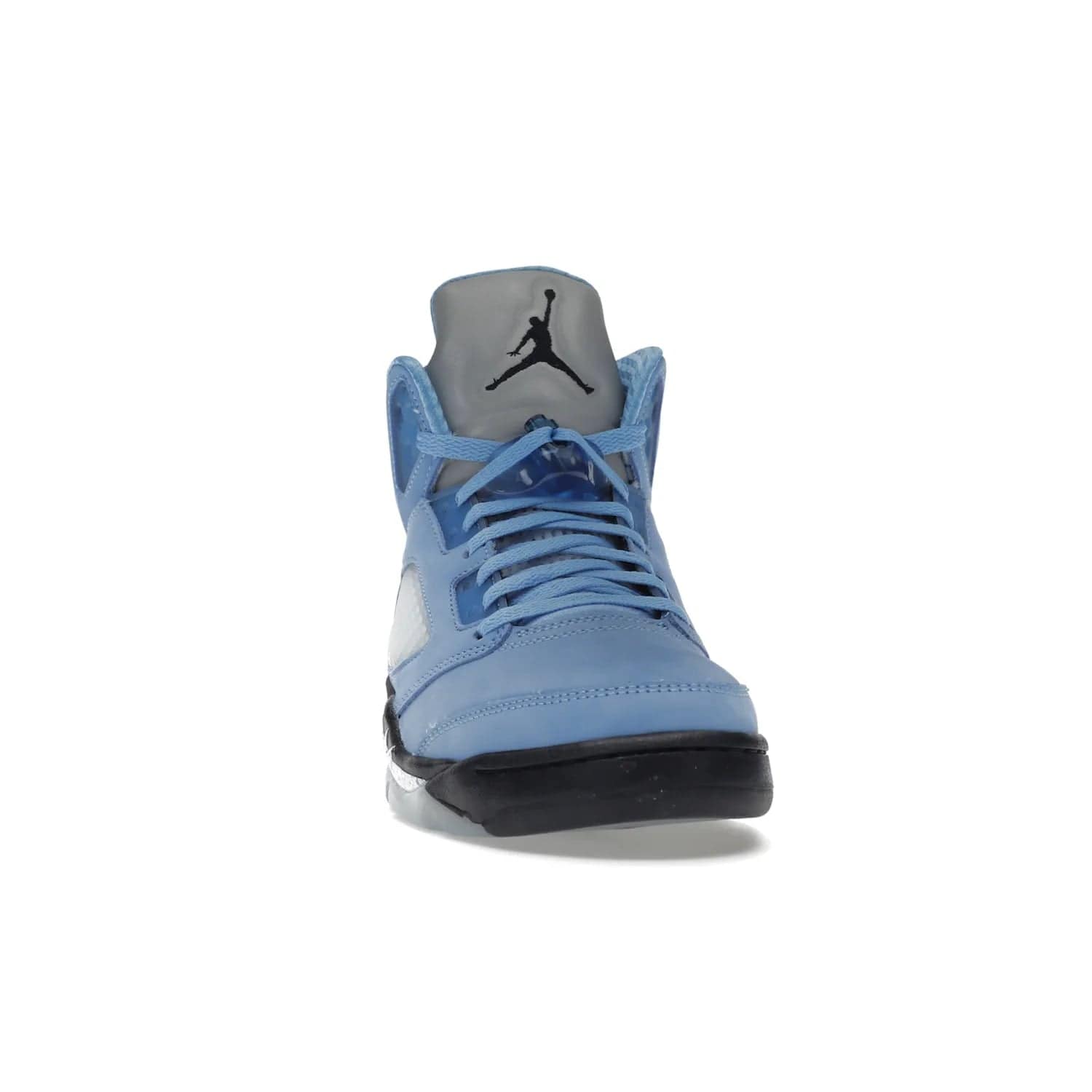 Jordan 5 Retro UNC University Blue - Image 9 - Only at www.BallersClubKickz.com - Fresh Air Jordan 5 Retro UNC University Blue in University Blue laces to honor Michael Jordan's alma mater. 3M reflective tongue, black Jumpman logo, contrasted by black midsole and translucent blue outsole. Drops March 5, 2023.