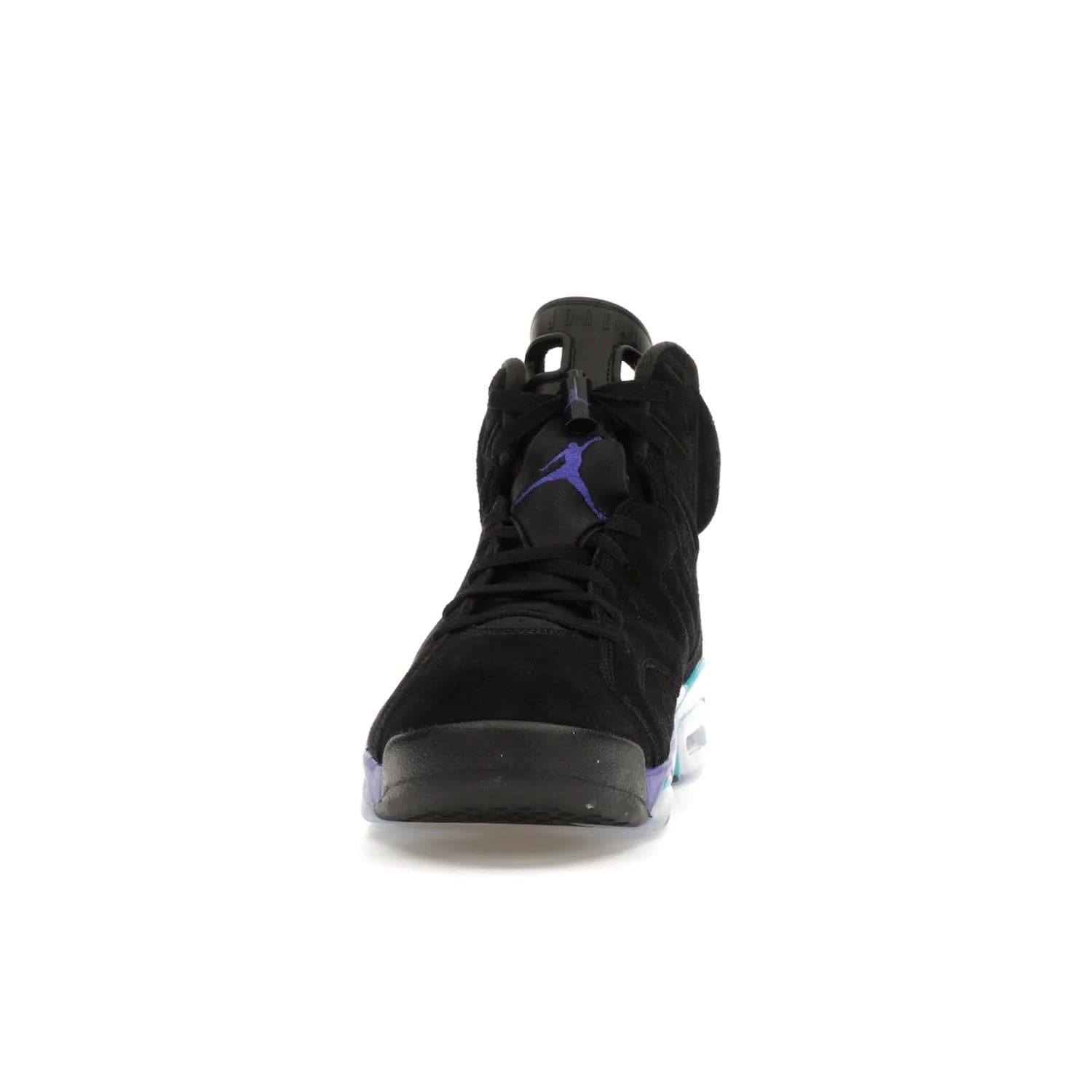 Jordan 6 Retro Aqua - Image 11 - Only at www.BallersClubKickz.com - Feel the classic Jordan 6 Retro Aqua paired with modern style. Black, Bright Concord, and Aquatone hues are crafted with a supple suede and rubberized heel tab. This standout sneaker adds signature Jordan elements at $200. Elevate your style with the Jordan 6 Retro Aqua.