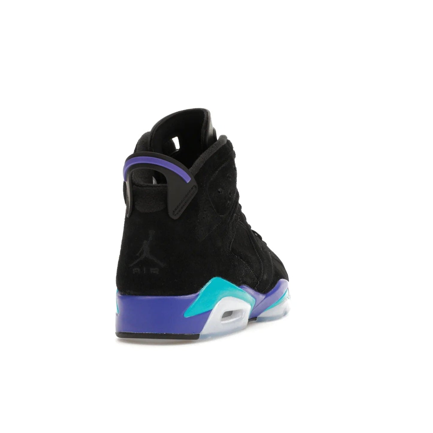 Jordan 6 Retro Aqua - Image 30 - Only at www.BallersClubKickz.com - Feel the classic Jordan 6 Retro Aqua paired with modern style. Black, Bright Concord, and Aquatone hues are crafted with a supple suede and rubberized heel tab. This standout sneaker adds signature Jordan elements at $200. Elevate your style with the Jordan 6 Retro Aqua.
