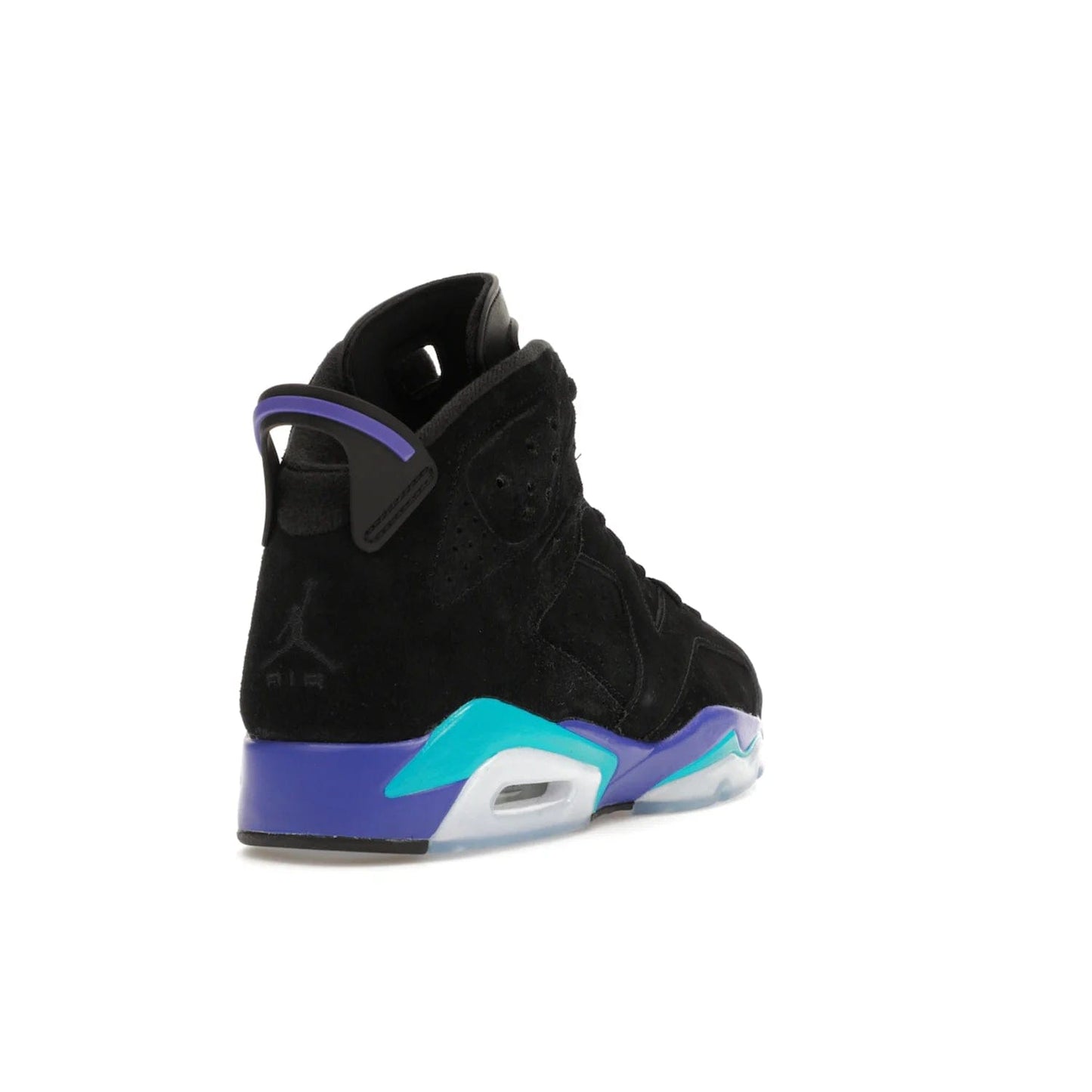 Jordan 6 Retro Aqua - Image 31 - Only at www.BallersClubKickz.com - Feel the classic Jordan 6 Retro Aqua paired with modern style. Black, Bright Concord, and Aquatone hues are crafted with a supple suede and rubberized heel tab. This standout sneaker adds signature Jordan elements at $200. Elevate your style with the Jordan 6 Retro Aqua.