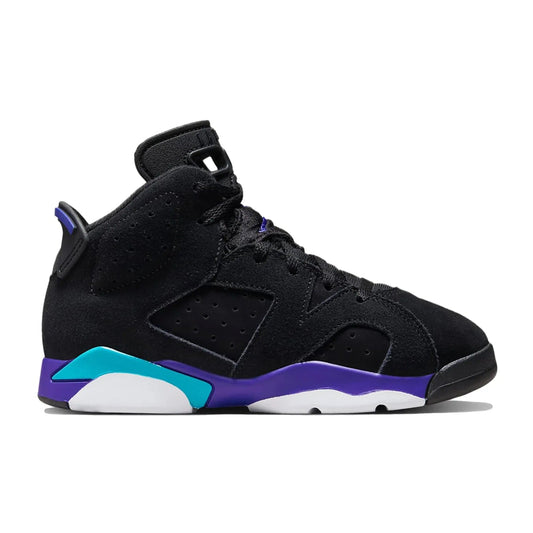 Jordan 6 Retro Aqua (PS) - Image 1 - Only at www.BallersClubKickz.com - Modern style with a contemporary feel. Jordan 6 Retro Aqua features an airy, lightweight design in Black, Bright Concord, and Aquatone. Cushioned insole and foam midsole provide all-day support and comfort. Refresh your sneaker collection with the Jordan 6 Retro Aqua.