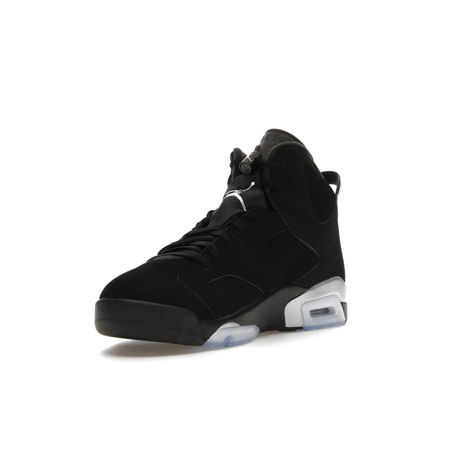Jordan 6 Retro Chrome Metallic Silver - Image 14 - Only at www.BallersClubKickz.com - A signature sneaker from the Air Jordan franchise. Crafted with tumbled leather, synthetic nubuck, and synthetic textiles for superior comfort and support. Black and metallic silver colour palette. Black polyurethane midsole, translucent rubber outsole, Jumpman branding, windowed tongue, lace locks & spoiler-like heel tab. Air Jordan 6 Retro Metallic Silver for an athletic upgrade with a touch of class.