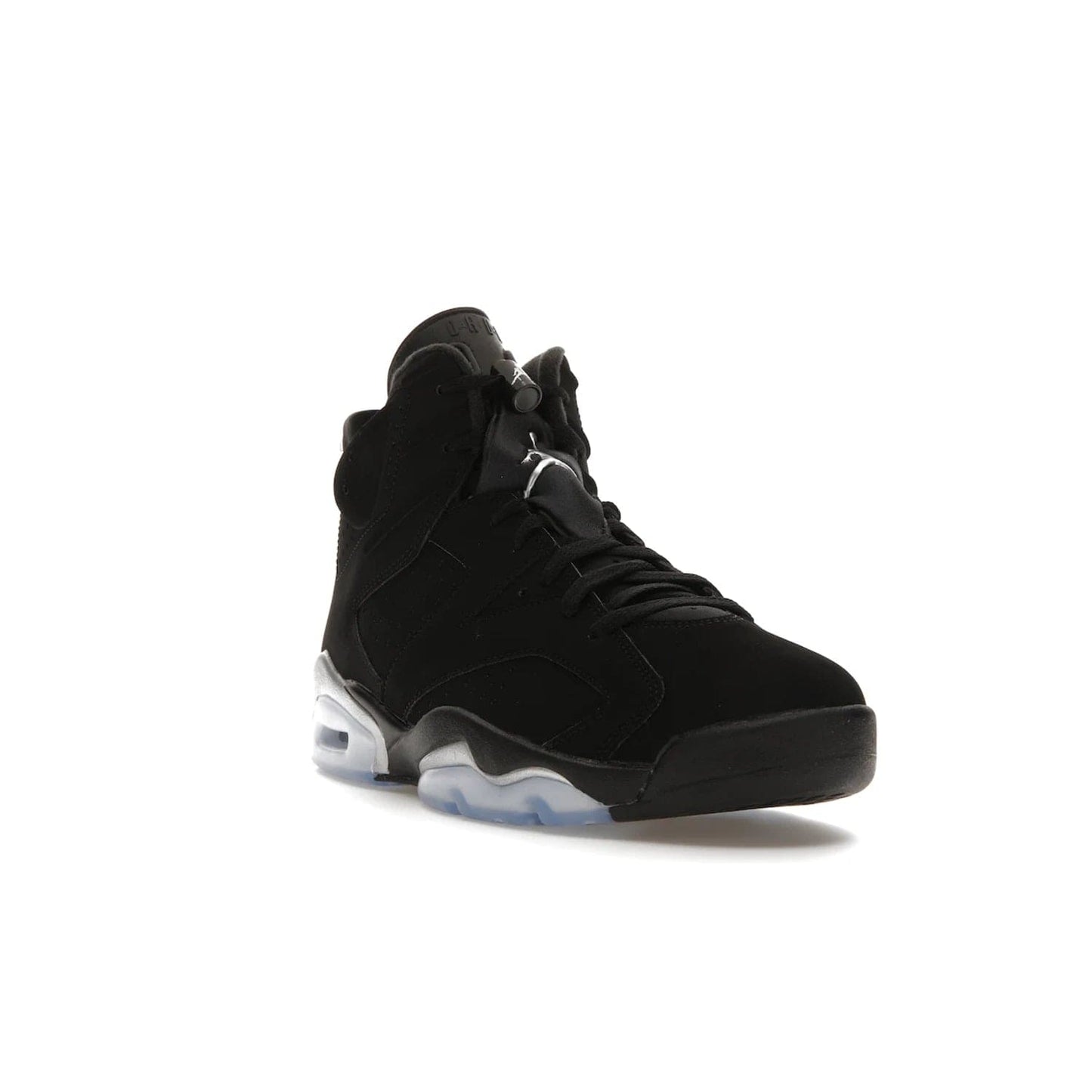 Jordan 6 Retro Chrome Metallic Silver - Image 7 - Only at www.BallersClubKickz.com - A signature sneaker from the Air Jordan franchise. Crafted with tumbled leather, synthetic nubuck, and synthetic textiles for superior comfort and support. Black and metallic silver colour palette. Black polyurethane midsole, translucent rubber outsole, Jumpman branding, windowed tongue, lace locks & spoiler-like heel tab. Air Jordan 6 Retro Metallic Silver for an athletic upgrade with a touch of class.