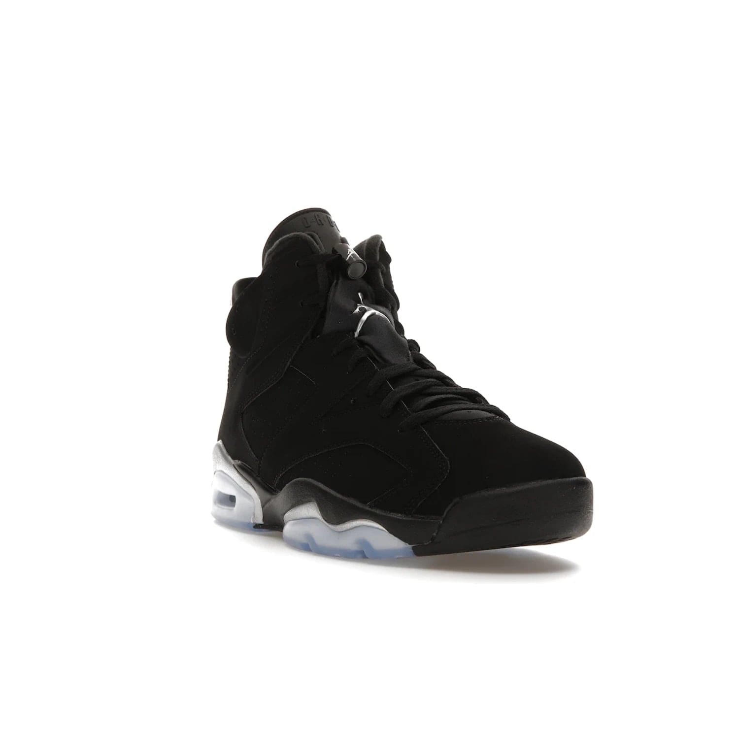 Jordan 6 Retro Chrome Metallic Silver - Image 7 - Only at www.BallersClubKickz.com - A signature sneaker from the Air Jordan franchise. Crafted with tumbled leather, synthetic nubuck, and synthetic textiles for superior comfort and support. Black and metallic silver colour palette. Black polyurethane midsole, translucent rubber outsole, Jumpman branding, windowed tongue, lace locks & spoiler-like heel tab. Air Jordan 6 Retro Metallic Silver for an athletic upgrade with a touch of class.