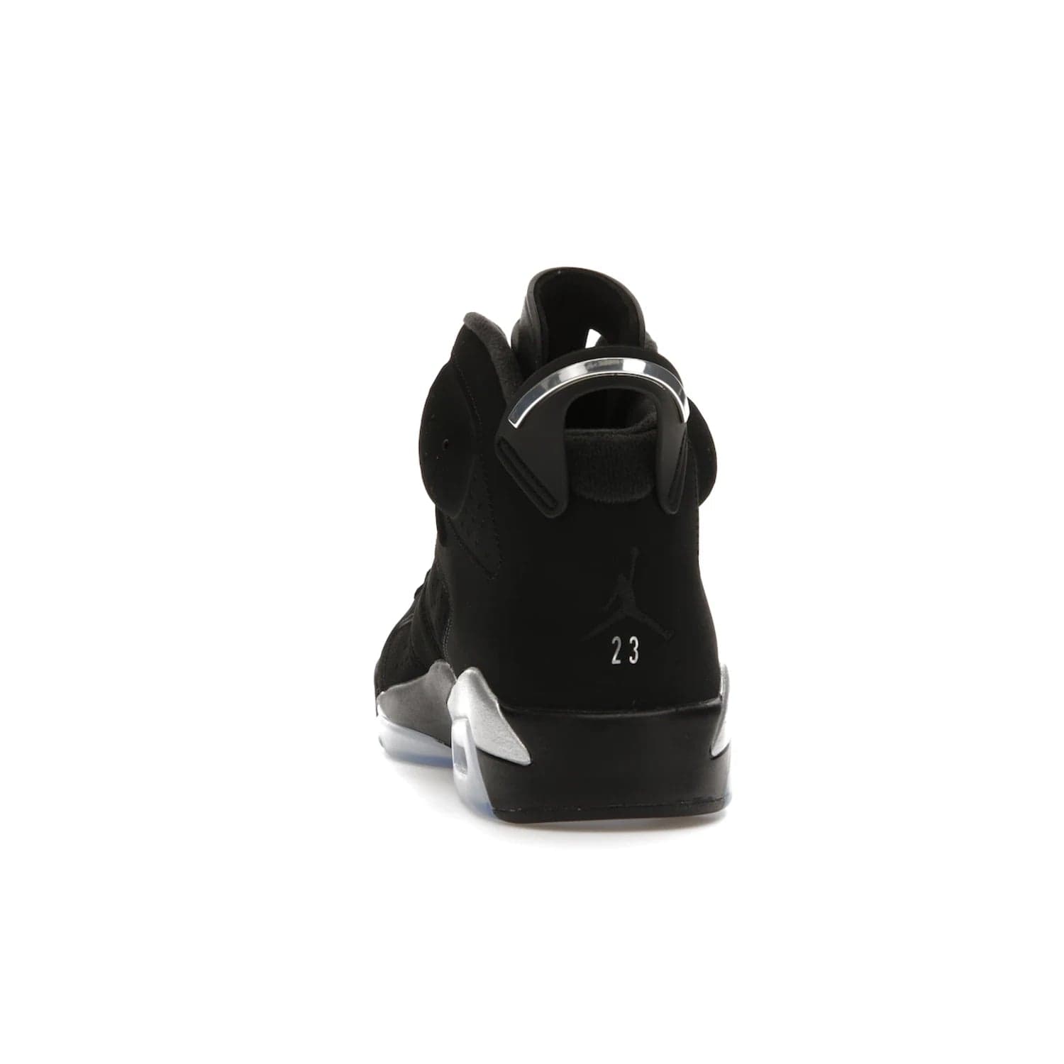 Jordan 6 Retro Chrome Metallic Silver - Image 27 - Only at www.BallersClubKickz.com - A signature sneaker from the Air Jordan franchise. Crafted with tumbled leather, synthetic nubuck, and synthetic textiles for superior comfort and support. Black and metallic silver colour palette. Black polyurethane midsole, translucent rubber outsole, Jumpman branding, windowed tongue, lace locks & spoiler-like heel tab. Air Jordan 6 Retro Metallic Silver for an athletic upgrade with a touch of class.