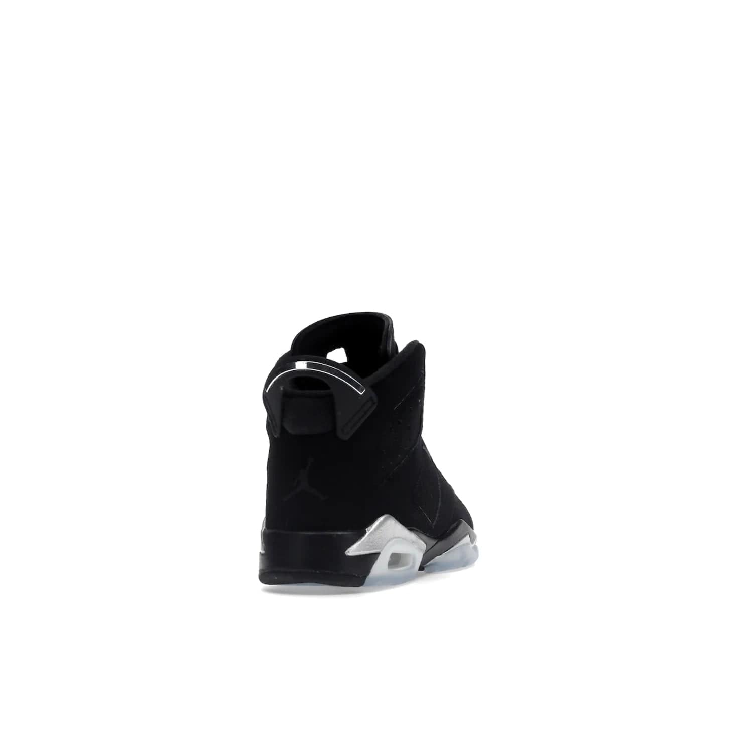 Jordan 6 Retro Chrome Metallic Silver (GS) - Image 30 - Only at www.BallersClubKickz.com - The Air Jordan 6 Retro Chrome Metallic Silver GS features a black nubuck upper, polyurethane midsole and translucent rubber outsole. The stylish silver hits add shine to this classic monochromatic sneaker. Available November 26th, 2022.
