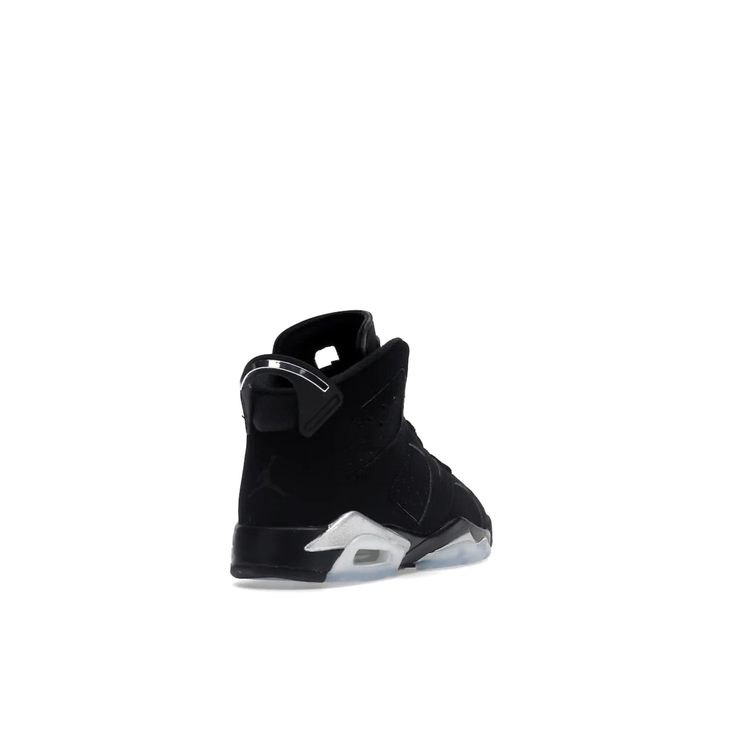 Jordan 6 Retro Chrome Metallic Silver (GS) - Image 31 - Only at www.BallersClubKickz.com - The Air Jordan 6 Retro Chrome Metallic Silver GS features a black nubuck upper, polyurethane midsole and translucent rubber outsole. The stylish silver hits add shine to this classic monochromatic sneaker. Available November 26th, 2022.