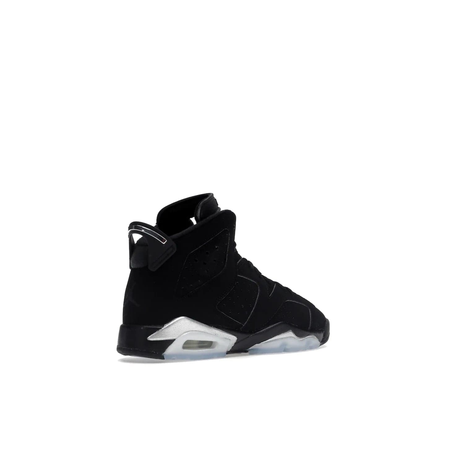 Jordan 6 Retro Chrome Metallic Silver (GS) - Image 33 - Only at www.BallersClubKickz.com - The Air Jordan 6 Retro Chrome Metallic Silver GS features a black nubuck upper, polyurethane midsole and translucent rubber outsole. The stylish silver hits add shine to this classic monochromatic sneaker. Available November 26th, 2022.