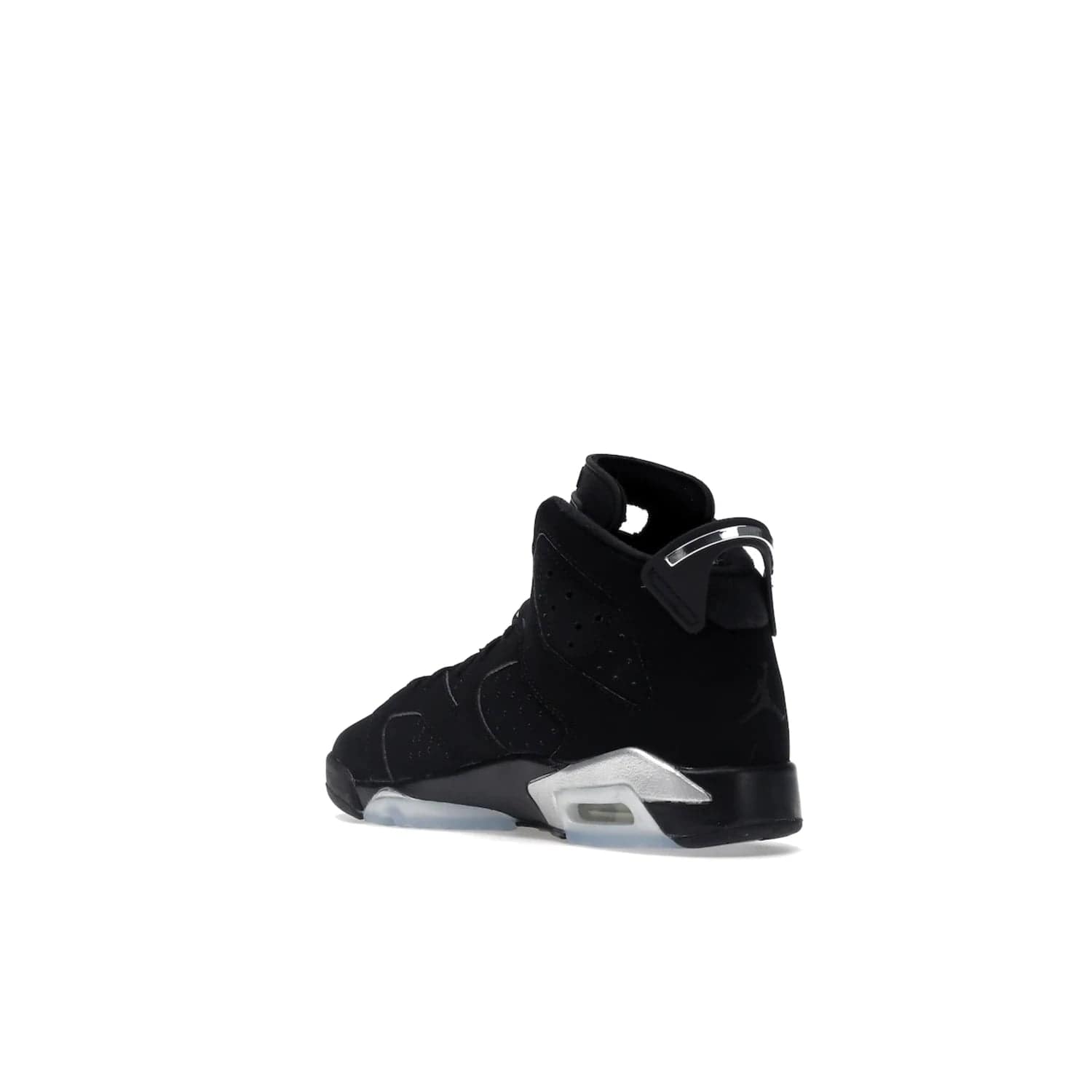 Jordan 6 Retro Chrome Metallic Silver (GS) - Image 24 - Only at www.BallersClubKickz.com - The Air Jordan 6 Retro Chrome Metallic Silver GS features a black nubuck upper, polyurethane midsole and translucent rubber outsole. The stylish silver hits add shine to this classic monochromatic sneaker. Available November 26th, 2022.