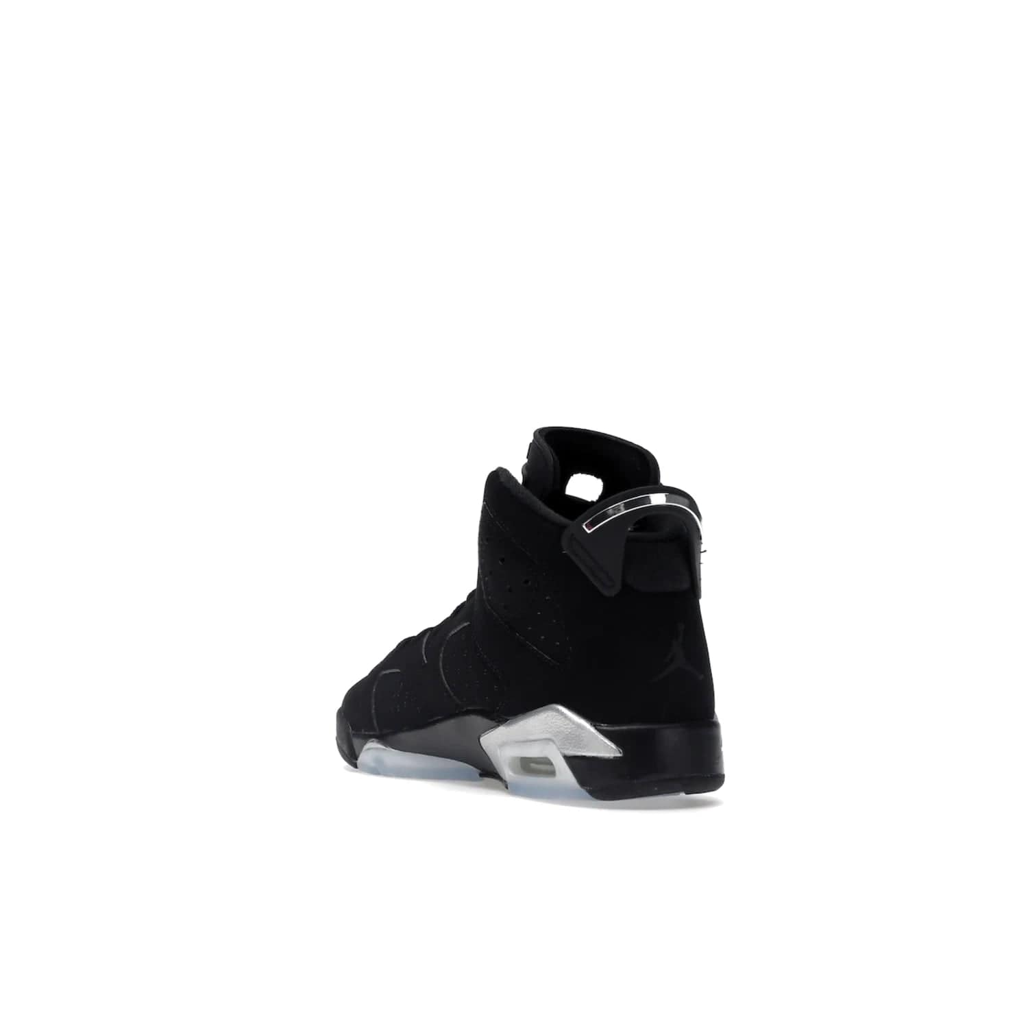 Jordan 6 Retro Chrome Metallic Silver (GS) - Image 25 - Only at www.BallersClubKickz.com - The Air Jordan 6 Retro Chrome Metallic Silver GS features a black nubuck upper, polyurethane midsole and translucent rubber outsole. The stylish silver hits add shine to this classic monochromatic sneaker. Available November 26th, 2022.