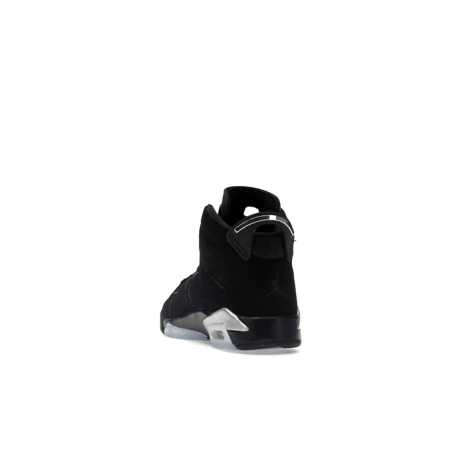 Jordan 6 Retro Chrome Metallic Silver (GS) - Image 26 - Only at www.BallersClubKickz.com - The Air Jordan 6 Retro Chrome Metallic Silver GS features a black nubuck upper, polyurethane midsole and translucent rubber outsole. The stylish silver hits add shine to this classic monochromatic sneaker. Available November 26th, 2022.
