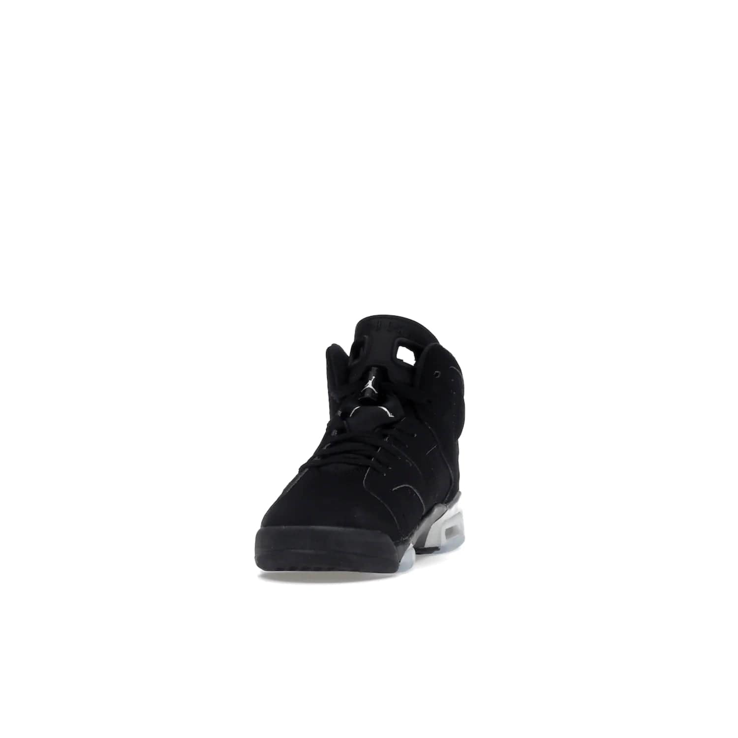 Jordan 6 Retro Chrome Metallic Silver (GS) - Image 12 - Only at www.BallersClubKickz.com - The Air Jordan 6 Retro Chrome Metallic Silver GS features a black nubuck upper, polyurethane midsole and translucent rubber outsole. The stylish silver hits add shine to this classic monochromatic sneaker. Available November 26th, 2022.