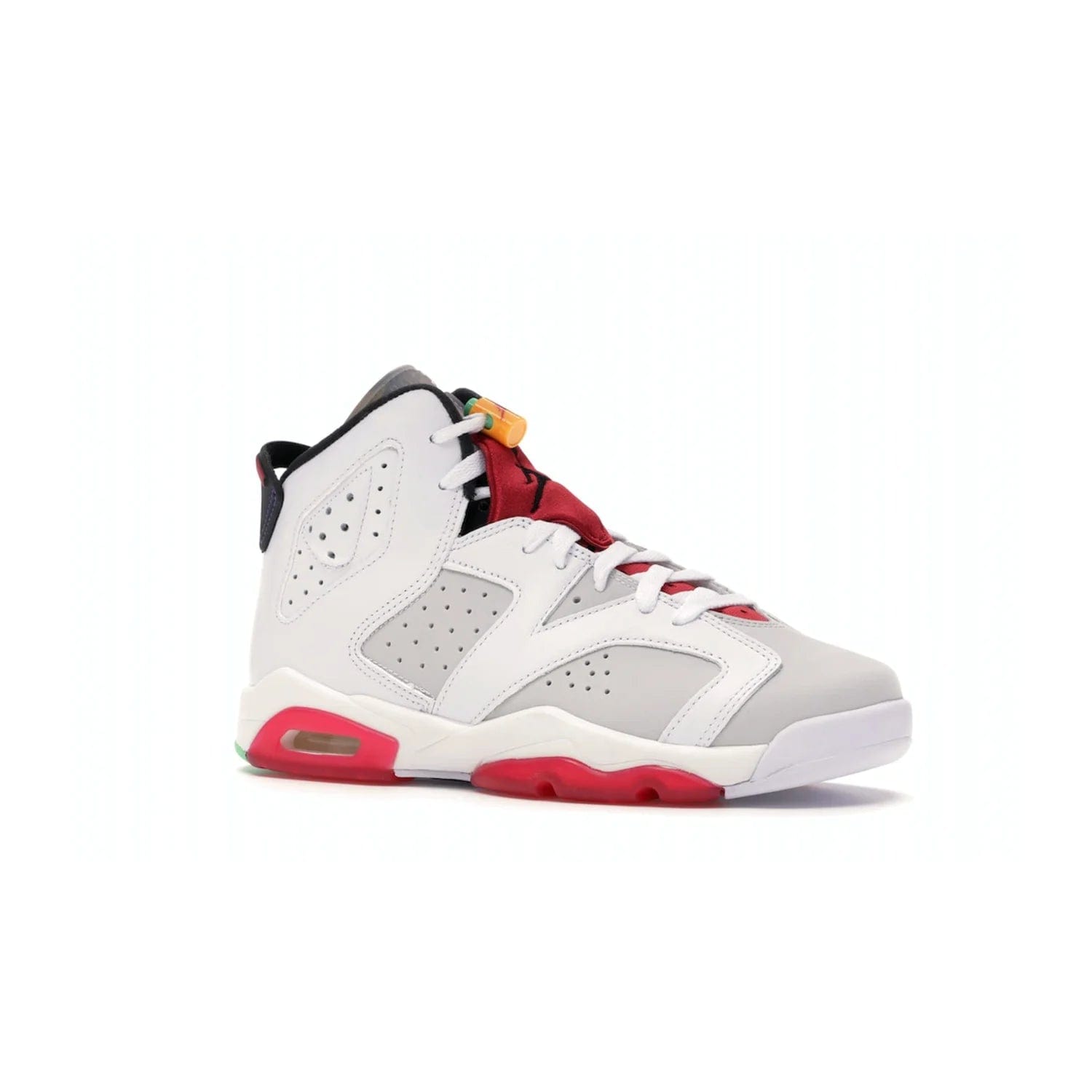 Jordan 6 Retro Hare (GS) - Image 4 - Only at www.BallersClubKickz.com - The Air Jordan 6 Hare GS. Comfortable suede upper, perforations, red pods, two-tone midsole, and signature "Jumpman" emblem. Released 17 June 2020. Perfect for any sneakerhead.