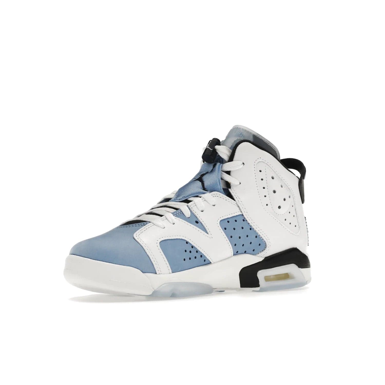 Jordan 6 Retro UNC White (GS) - Image 15 - Only at www.BallersClubKickz.com - Air Jordan 6 Retro UNC White GS: Michael Jordan alma mater, UNC Tar Heels, featuring colorway, nubuck, leather, Jumpman branding and a visible Air unit. Translucent blue/white outsole, perfect for completing sneaker rotation.