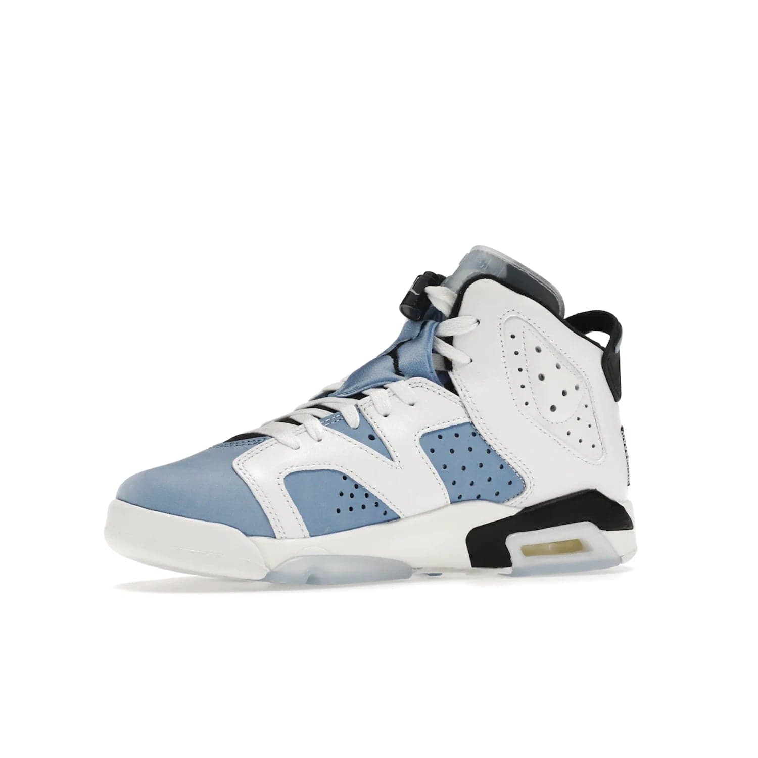 Jordan 6 Retro UNC White (GS) - Image 16 - Only at www.BallersClubKickz.com - Air Jordan 6 Retro UNC White GS: Michael Jordan alma mater, UNC Tar Heels, featuring colorway, nubuck, leather, Jumpman branding and a visible Air unit. Translucent blue/white outsole, perfect for completing sneaker rotation.