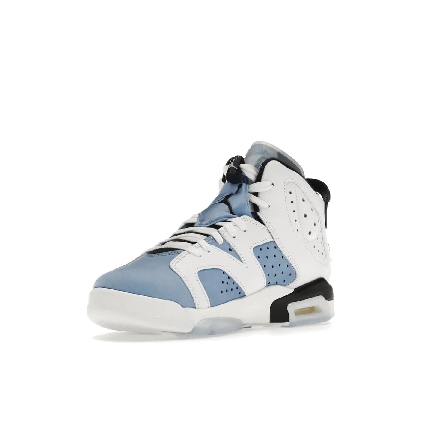 Jordan 6 Retro UNC White (GS) - Image 14 - Only at www.BallersClubKickz.com - Air Jordan 6 Retro UNC White GS: Michael Jordan alma mater, UNC Tar Heels, featuring colorway, nubuck, leather, Jumpman branding and a visible Air unit. Translucent blue/white outsole, perfect for completing sneaker rotation.