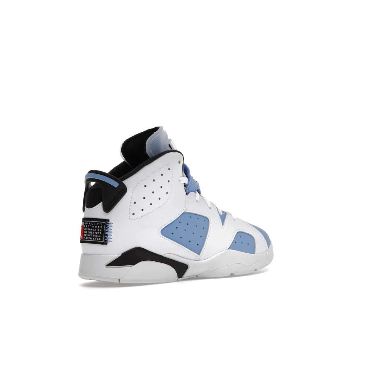 Jordan 6 Retro UNC White (PS) - Image 33 - Only at www.BallersClubKickz.com - The Air Jordan 6 Retro UNC White PS celebrates Michael Jordan's alma mater, the University of North Carolina. It features a classic color-blocking of the iconic Jordan 6 Carmine and a stitched Jordan Team patch. This must-have sneaker released on April 27th, 2022. Referencing the university colors, get this shoe for a stylish and timeless style with university pride.