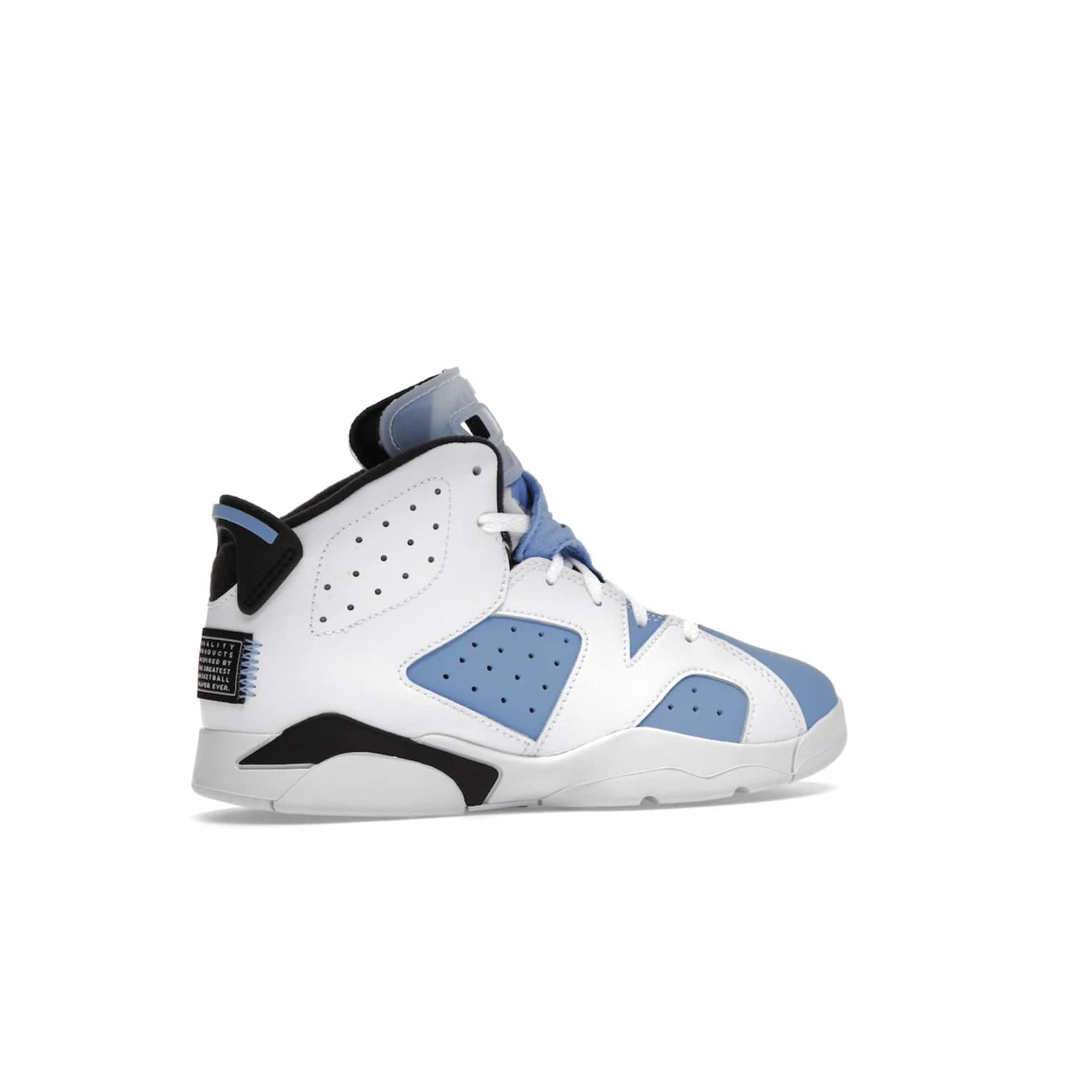 Jordan 6 Retro UNC White (PS) - Image 35 - Only at www.BallersClubKickz.com - The Air Jordan 6 Retro UNC White PS celebrates Michael Jordan's alma mater, the University of North Carolina. It features a classic color-blocking of the iconic Jordan 6 Carmine and a stitched Jordan Team patch. This must-have sneaker released on April 27th, 2022. Referencing the university colors, get this shoe for a stylish and timeless style with university pride.