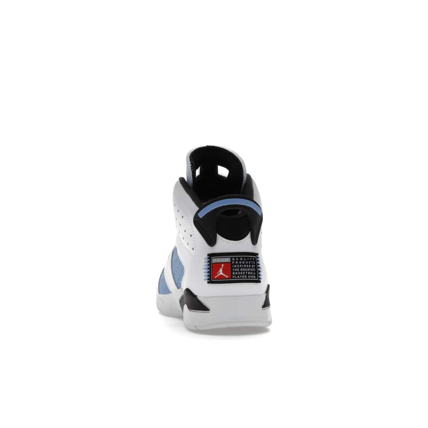 Jordan 6 Retro UNC White (PS) - Image 27 - Only at www.BallersClubKickz.com - The Air Jordan 6 Retro UNC White PS celebrates Michael Jordan's alma mater, the University of North Carolina. It features a classic color-blocking of the iconic Jordan 6 Carmine and a stitched Jordan Team patch. This must-have sneaker released on April 27th, 2022. Referencing the university colors, get this shoe for a stylish and timeless style with university pride.