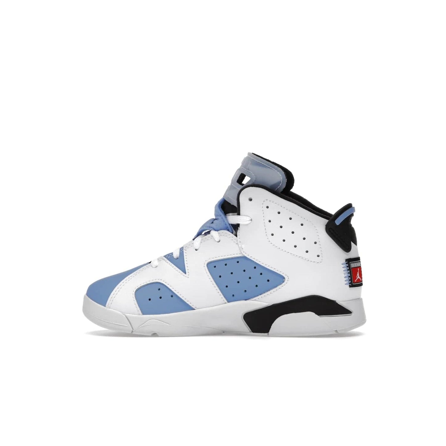 Jordan 6 Retro UNC White (PS) - Image 20 - Only at www.BallersClubKickz.com - The Air Jordan 6 Retro UNC White PS celebrates Michael Jordan's alma mater, the University of North Carolina. It features a classic color-blocking of the iconic Jordan 6 Carmine and a stitched Jordan Team patch. This must-have sneaker released on April 27th, 2022. Referencing the university colors, get this shoe for a stylish and timeless style with university pride.