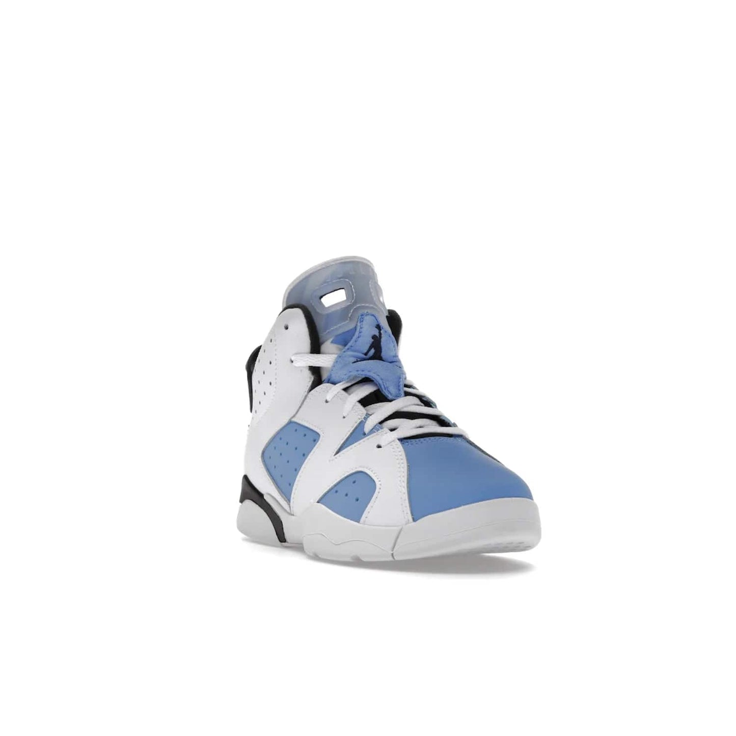 Jordan 6 Retro UNC White (PS) - Image 7 - Only at www.BallersClubKickz.com - The Air Jordan 6 Retro UNC White PS celebrates Michael Jordan's alma mater, the University of North Carolina. It features a classic color-blocking of the iconic Jordan 6 Carmine and a stitched Jordan Team patch. This must-have sneaker released on April 27th, 2022. Referencing the university colors, get this shoe for a stylish and timeless style with university pride.