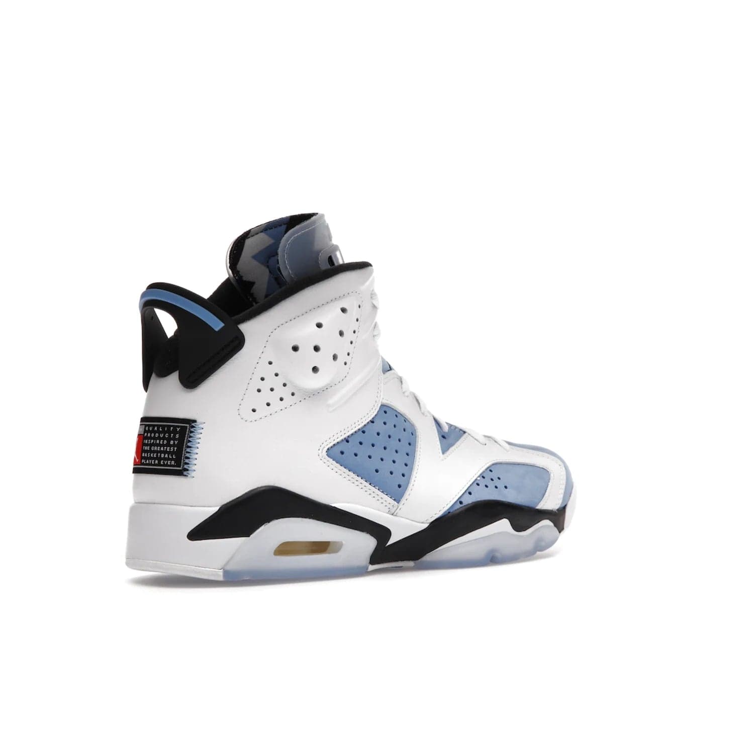 Jordan 6 Retro UNC White - Image 33 - Only at www.BallersClubKickz.com - Air Jordan 6 Retro UNC White with classic UNC colors brings nostalgia and style to a legendary silhouette. Celebrate MJ's alma mater with navy blue accents, icy semi-translucent sole and Jordan Team patch. Out March 2022 for the Sneaker Enthusiast.