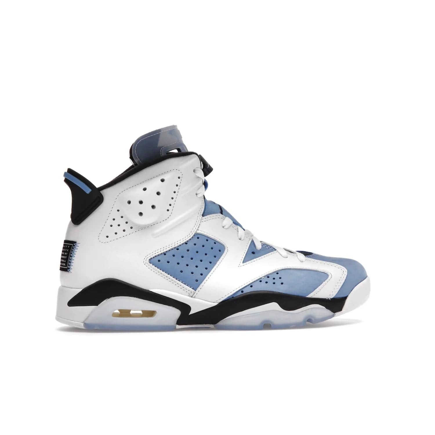 Jordan 6 Retro UNC White - Image 36 - Only at www.BallersClubKickz.com - Air Jordan 6 Retro UNC White with classic UNC colors brings nostalgia and style to a legendary silhouette. Celebrate MJ's alma mater with navy blue accents, icy semi-translucent sole and Jordan Team patch. Out March 2022 for the Sneaker Enthusiast.