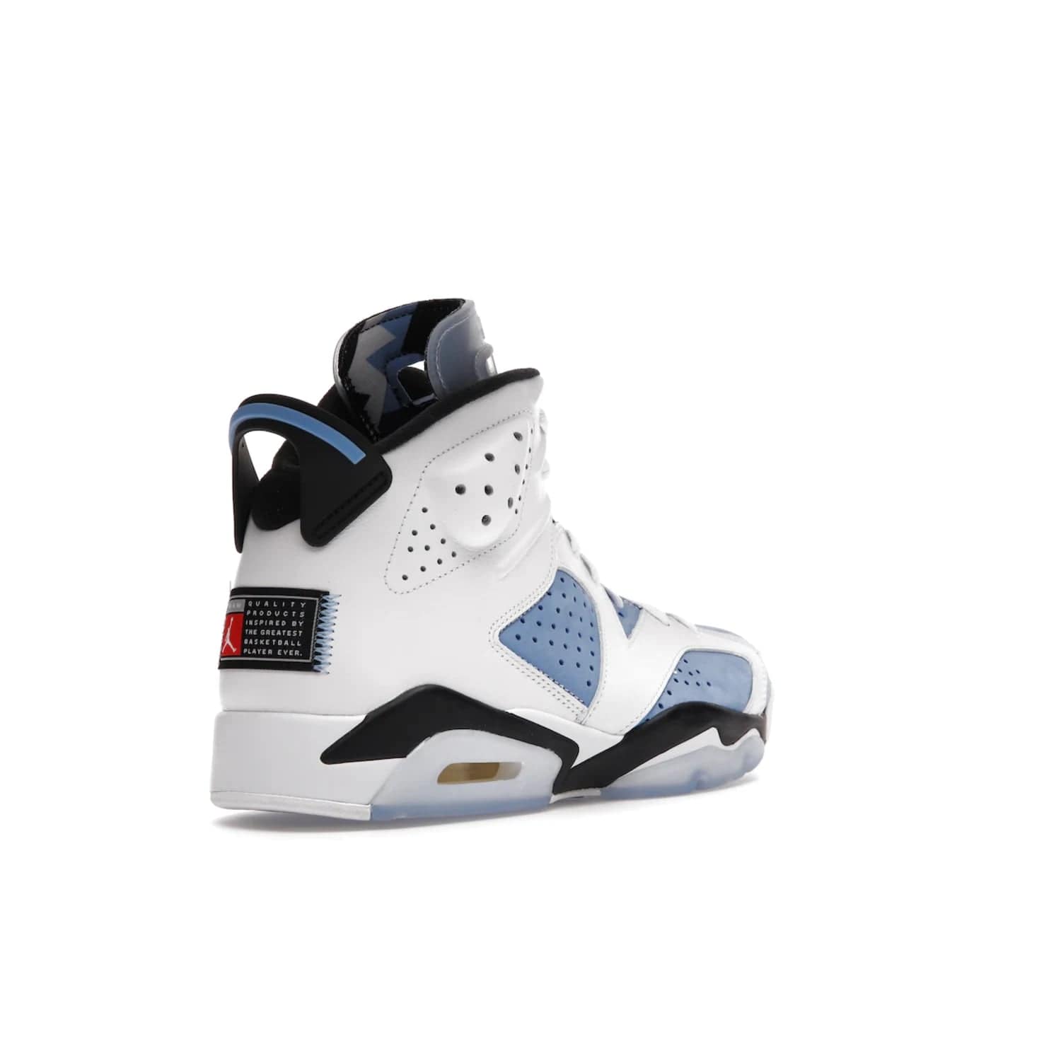Jordan 6 Retro UNC White - Image 32 - Only at www.BallersClubKickz.com - Air Jordan 6 Retro UNC White with classic UNC colors brings nostalgia and style to a legendary silhouette. Celebrate MJ's alma mater with navy blue accents, icy semi-translucent sole and Jordan Team patch. Out March 2022 for the Sneaker Enthusiast.