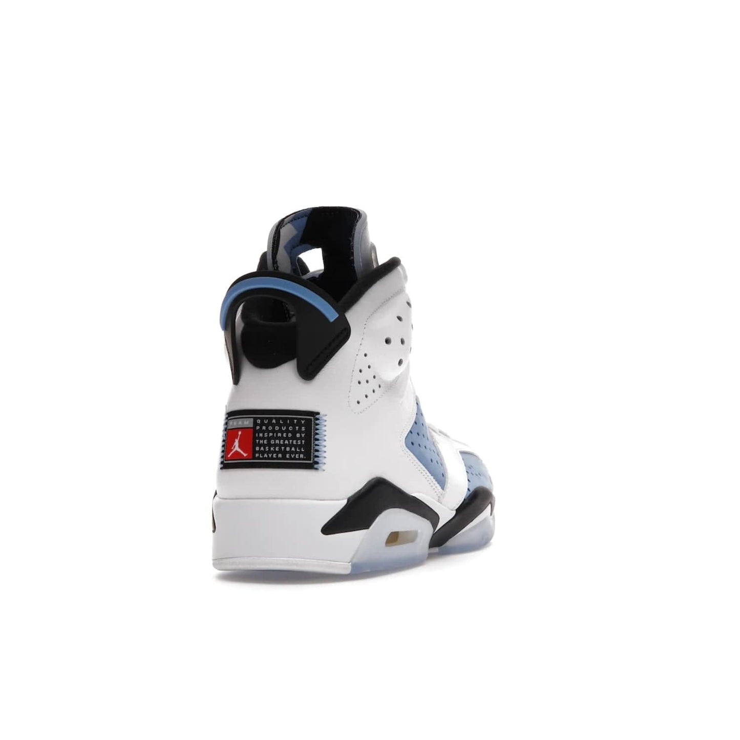 Jordan 6 Retro UNC White - Image 30 - Only at www.BallersClubKickz.com - Air Jordan 6 Retro UNC White with classic UNC colors brings nostalgia and style to a legendary silhouette. Celebrate MJ's alma mater with navy blue accents, icy semi-translucent sole and Jordan Team patch. Out March 2022 for the Sneaker Enthusiast.