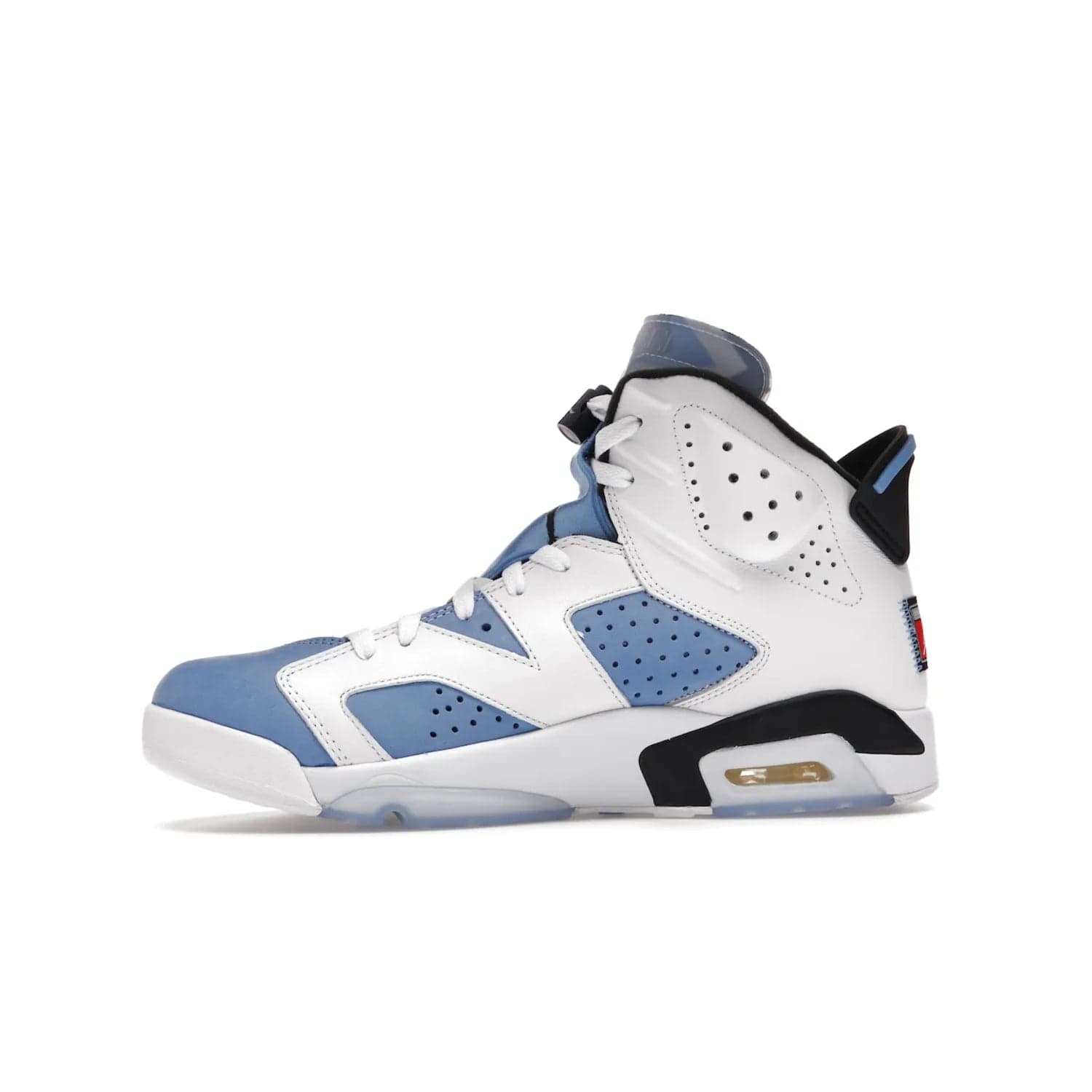 Jordan 6 Retro UNC White - Image 18 - Only at www.BallersClubKickz.com - Air Jordan 6 Retro UNC White with classic UNC colors brings nostalgia and style to a legendary silhouette. Celebrate MJ's alma mater with navy blue accents, icy semi-translucent sole and Jordan Team patch. Out March 2022 for the Sneaker Enthusiast.