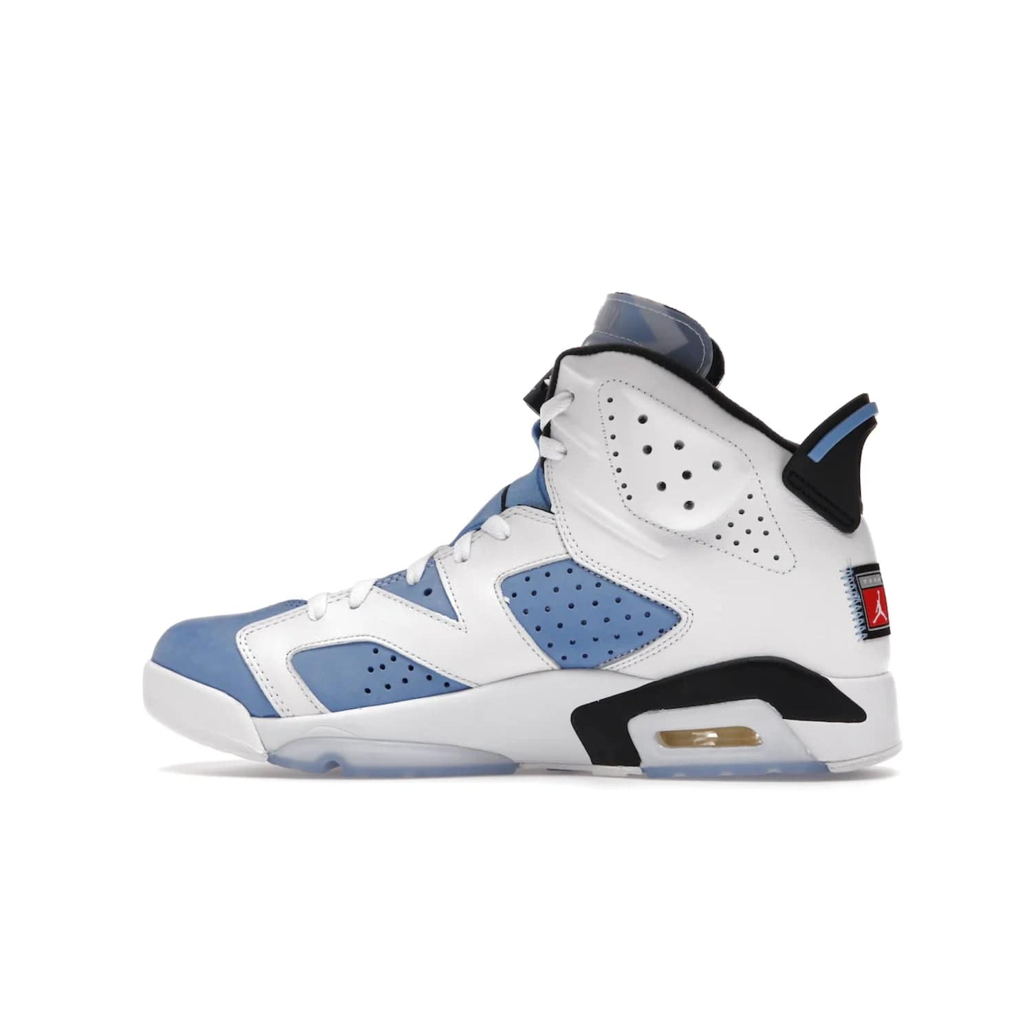 Jordan 6 Retro UNC White - Image 20 - Only at www.BallersClubKickz.com - Air Jordan 6 Retro UNC White with classic UNC colors brings nostalgia and style to a legendary silhouette. Celebrate MJ's alma mater with navy blue accents, icy semi-translucent sole and Jordan Team patch. Out March 2022 for the Sneaker Enthusiast.